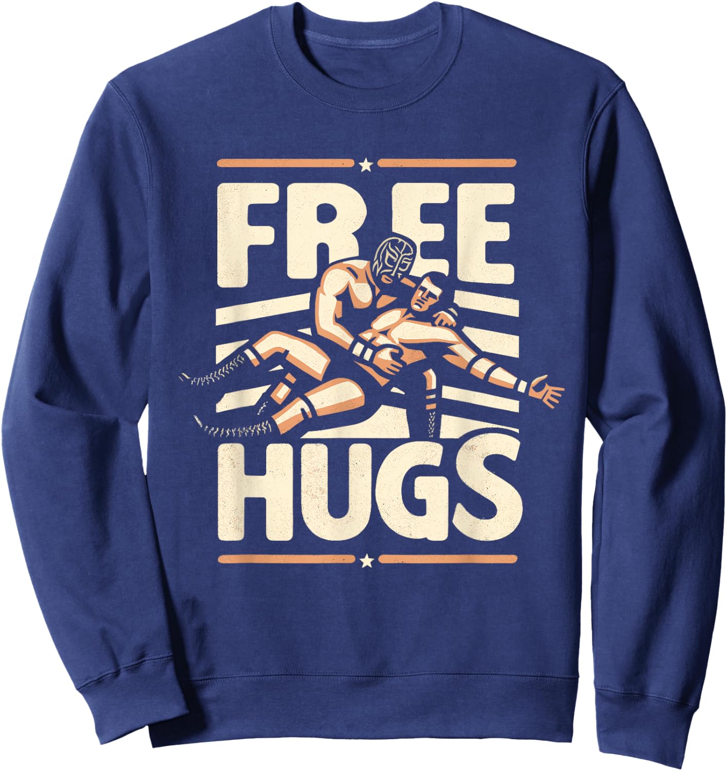 Lucha Libre Wrestling Funny Free Hugs Quote Masked Wrestlers , black Sweatshirt - Sweatshirt | Navy