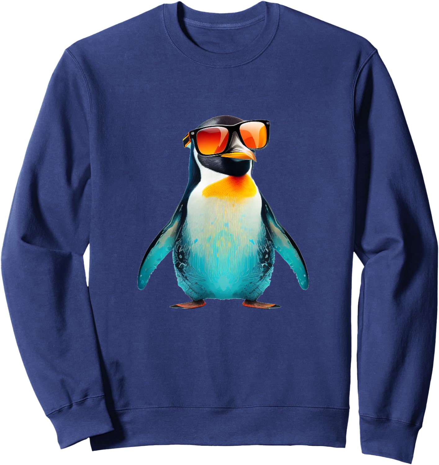 Cute Penguin Face with Sunglasses Sweatshirt - Sweatshirt | Navy
