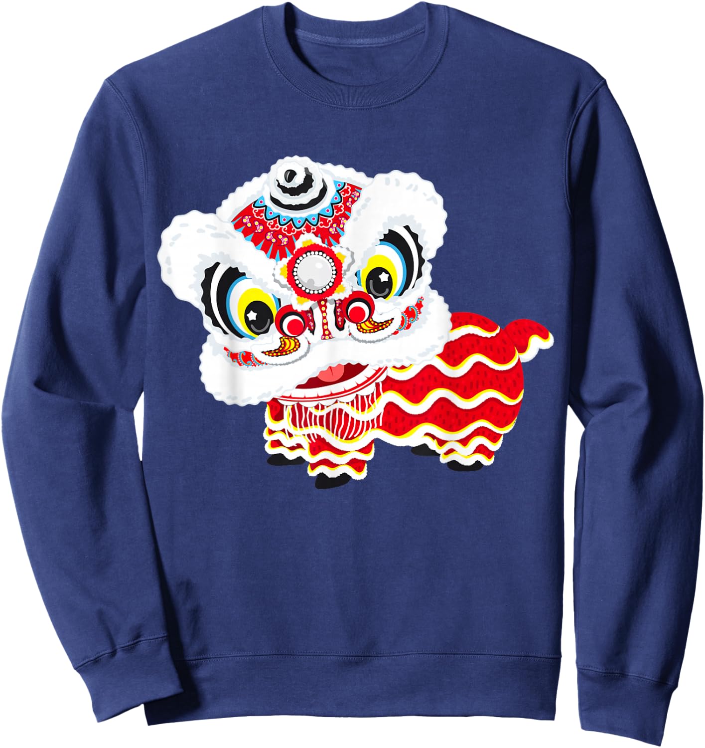 Chinese Cute Traditional Dancing Lion Art Happy New Year Sweatshirt - Sweatshirt | Navy