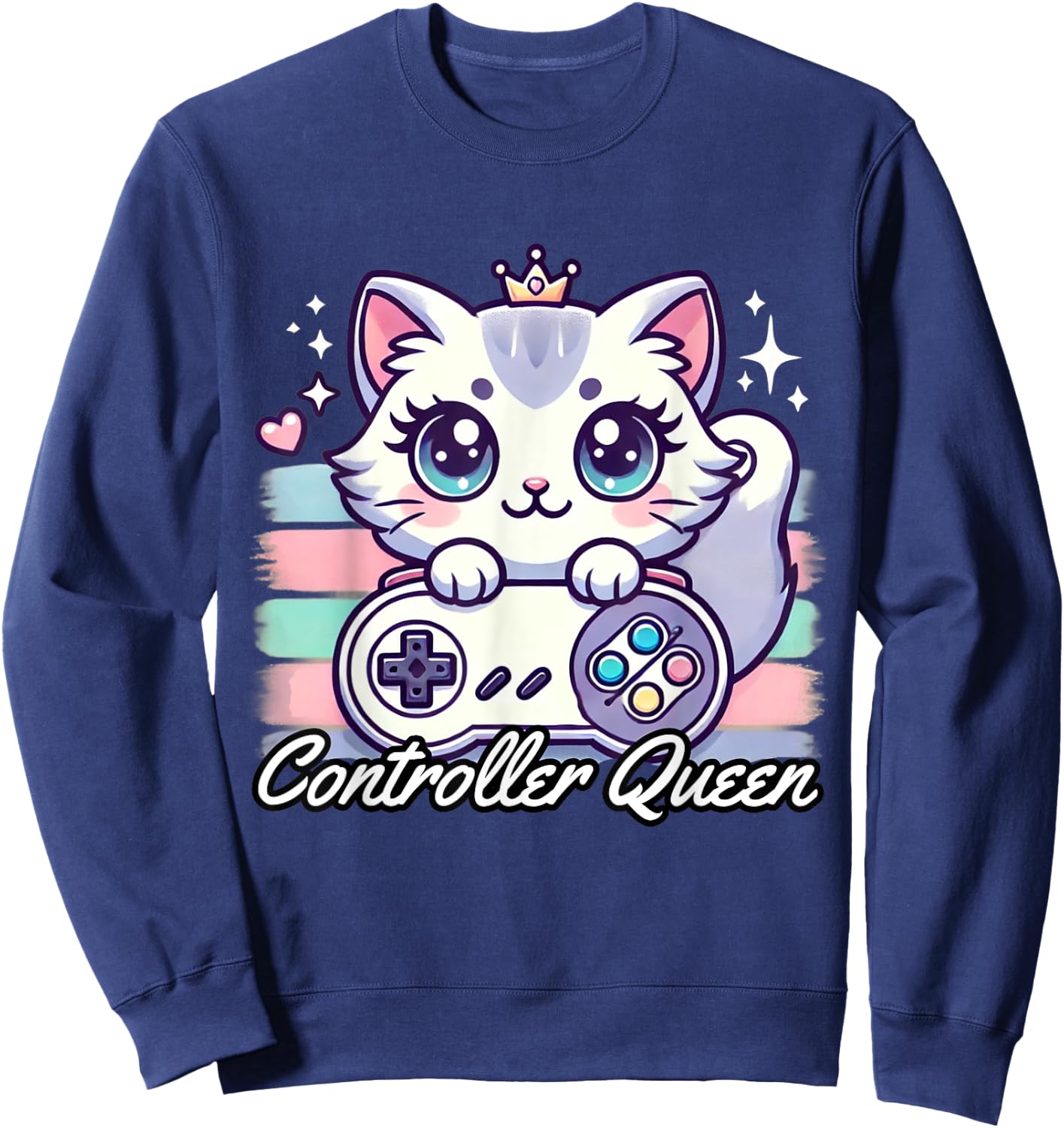 Gamer Girl Cat Gaming Cute Video Game Women Girls Sweatshirt - Sweatshirt | Navy