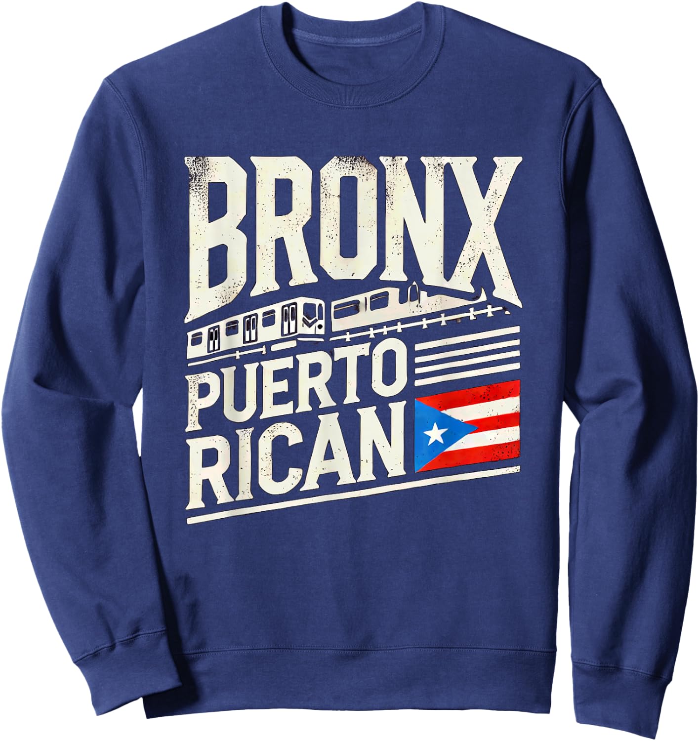 Bronx Puerto Rican Puerto Rico Flag NYC Train Subway Car Fun Sweatshirt - Sweatshirt | Navy