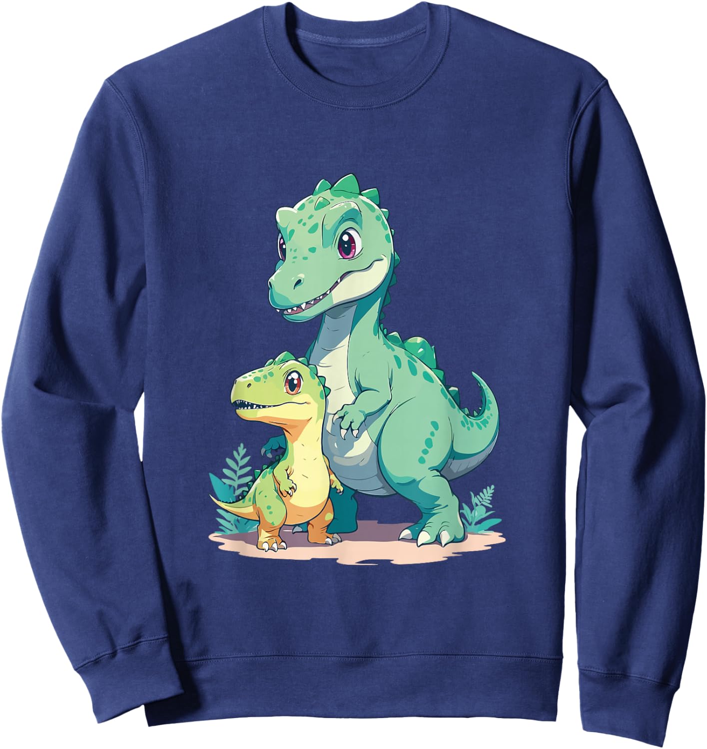 Cute Baby and Adult Dinosaur Graphic for Dino Lovers Sweatshirt - Sweatshirt | Navy