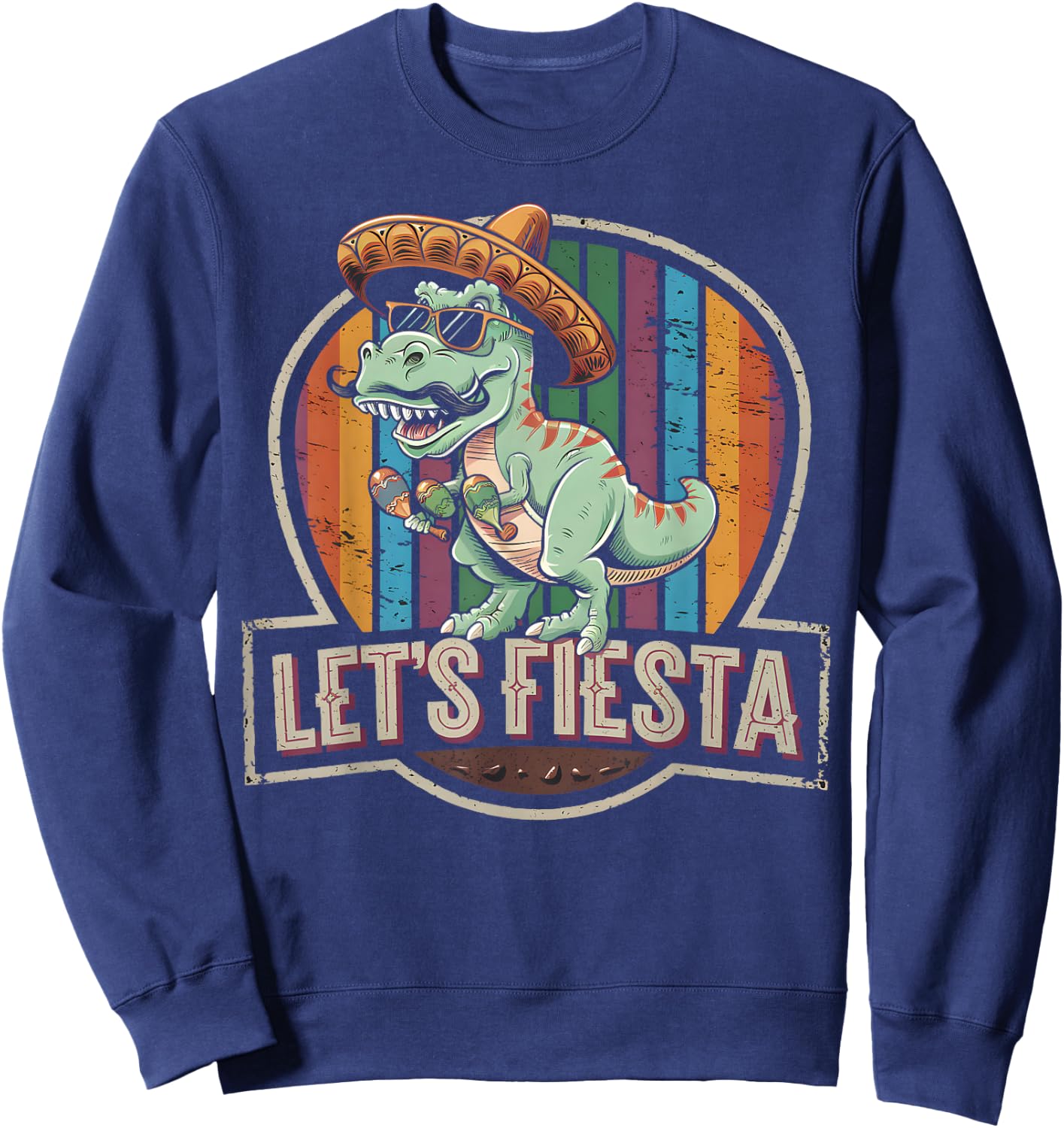 Let's Fiesta Mexican Dino Trex Cinco De Mayo Toddler Boys Sweatshirt - Sweatshirt | Navy