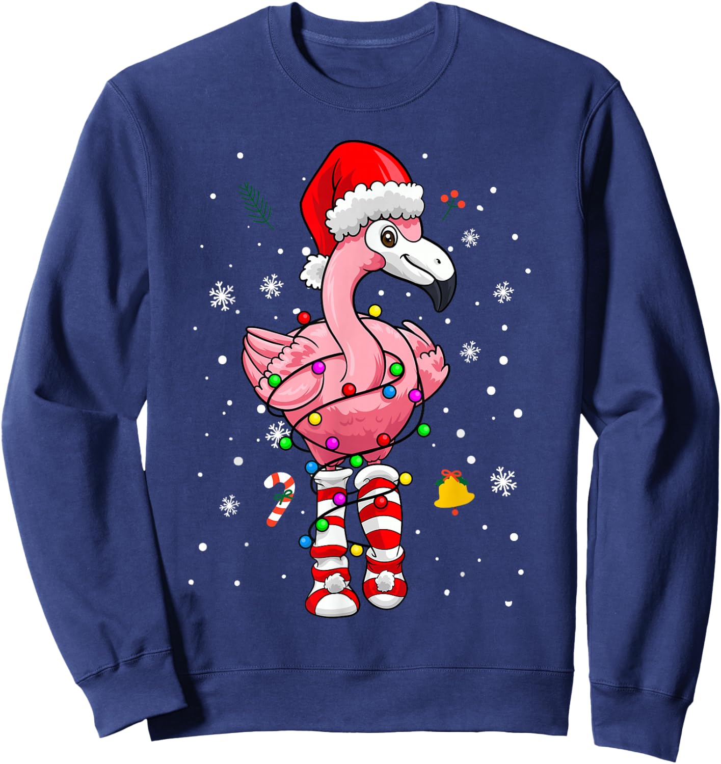 Pink Flamingo Christmas Tree Tropical X-Mas Family Pajamas Sweatshirt - Sweatshirt | Navy