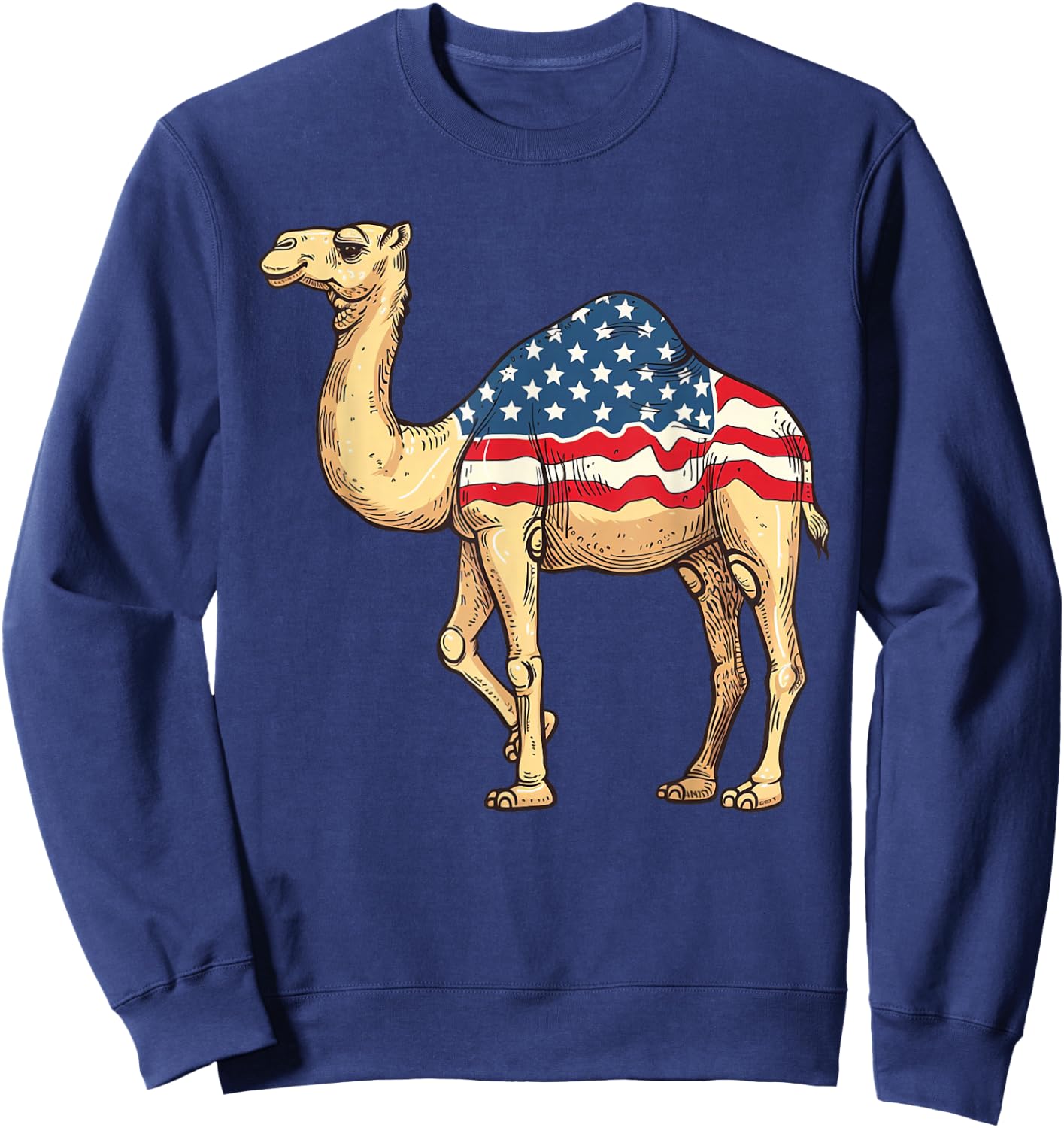 Camel American Flag 4th of July Day Camel Gifts Girls Kids Sweatshirt - Sweatshirt | Navy