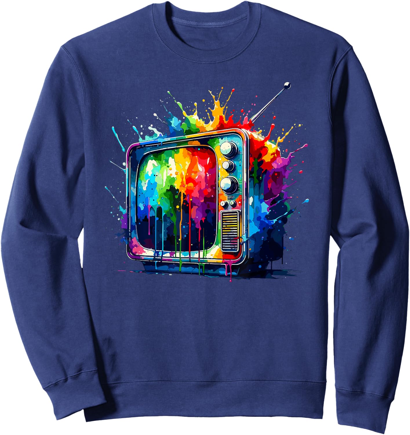 Splash Art Television Vintage TV Retro 70s 80s Sweatshirt - Sweatshirt | Navy