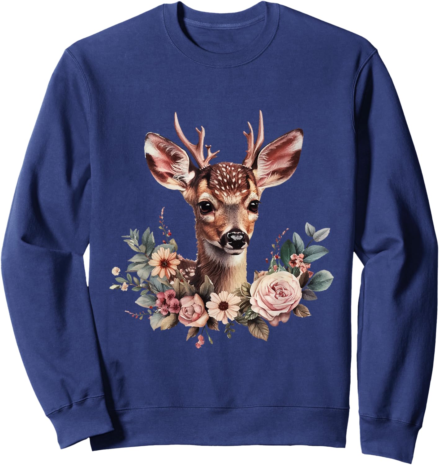 Deer Fawn Flowers Costume Shirt Dirndl Oktoberfest , black Sweatshirt - Sweatshirt | Navy