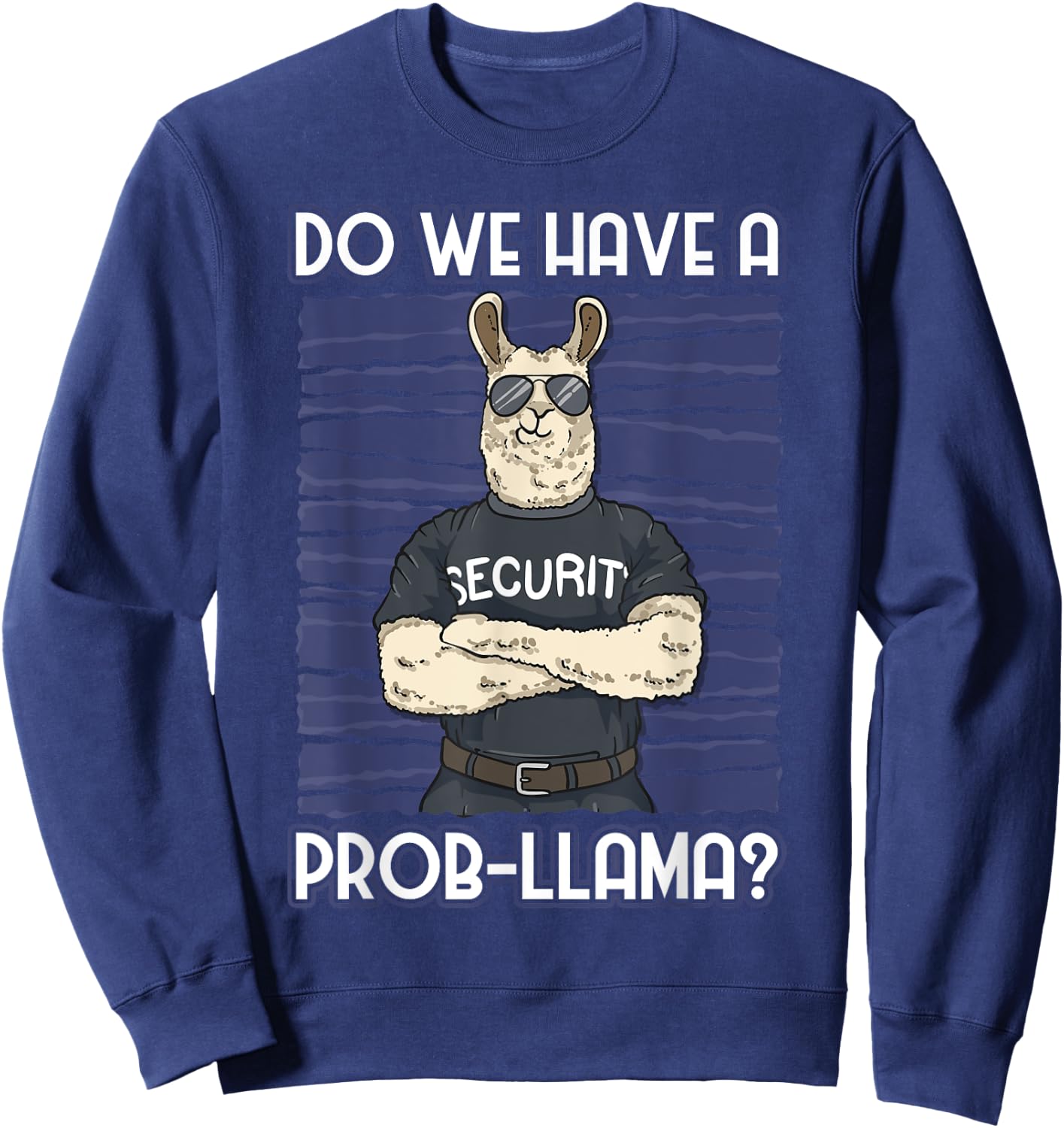 Funny Bouncer -Adults Security Guard Alpaca , Black, Small, Short Sleeve Sweatshirt - Sweatshirt | Navy
