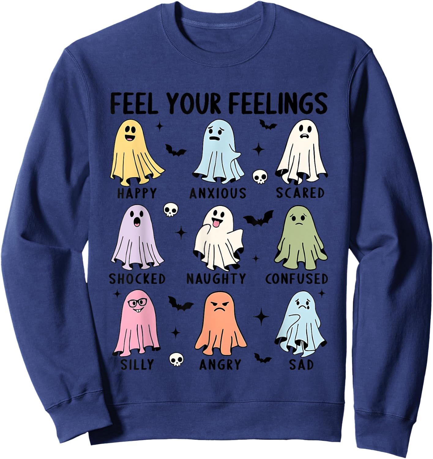 School Counselor Halloween Feel Your Feeling Mental Health Sweatshirt - Sweatshirt | Navy