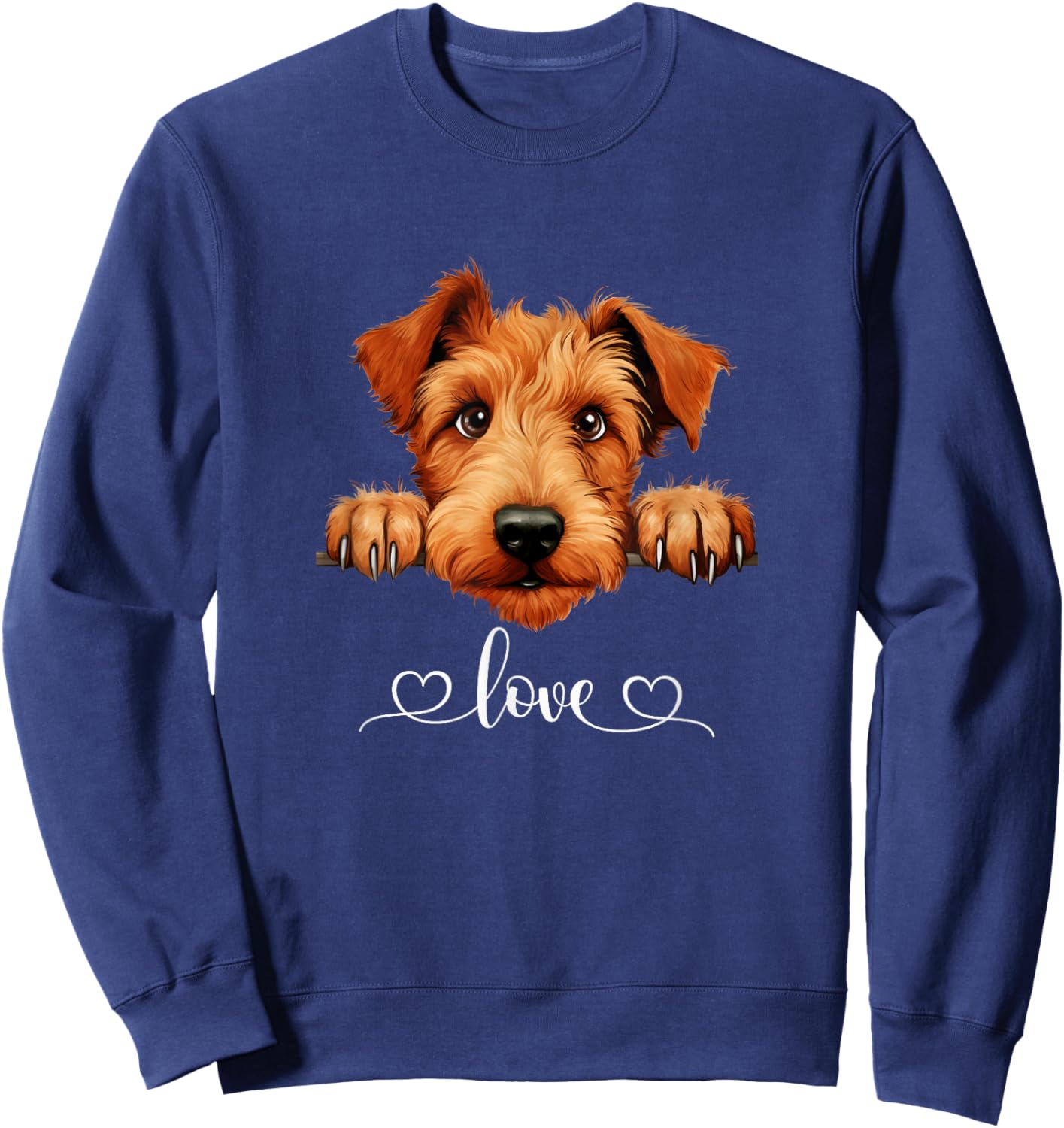 Cute Dog Graphic Love Irish Terrier Dog Sweatshirt - Sweatshirt | Navy
