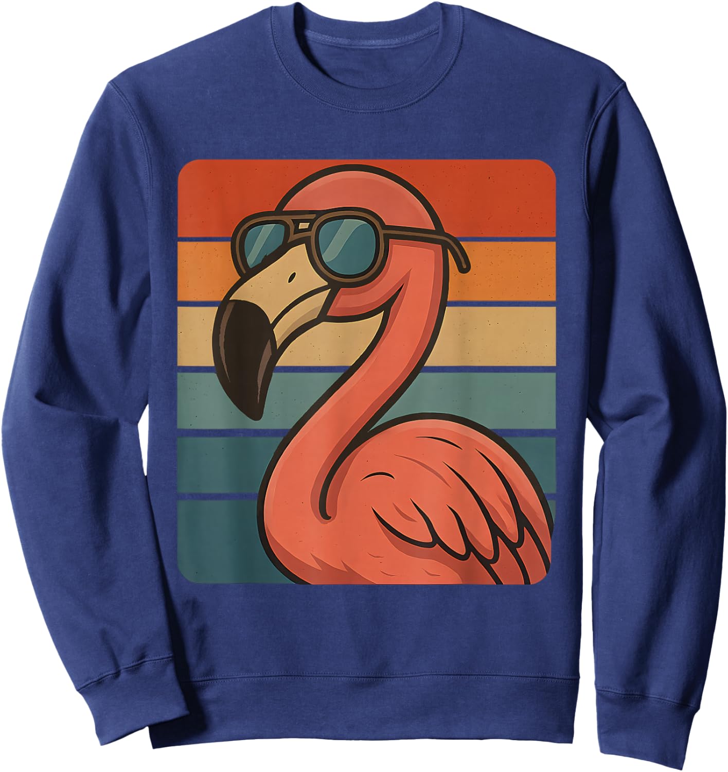 Cool Retro Flamingo Sunglasses 70s 80s 90s Funny Flamingo Sweatshirt - Sweatshirt | Navy