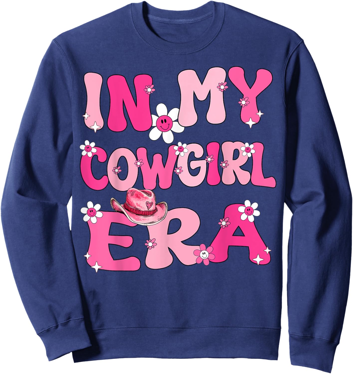 In My Cowgirl Era Retro Groovy Western Rodeo Cowgirl Cute Sweatshirt - Sweatshirt | Navy