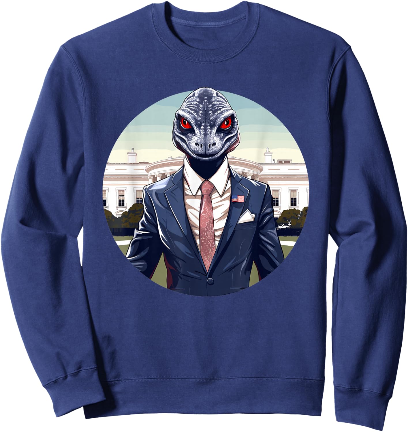 Reptilian Humanoid, Reptilian Agenda, Lizard People Sweatshirt - Sweatshirt | Navy