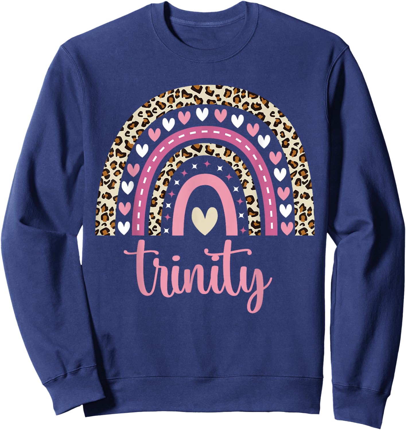 Trinity Rainbow Leopard Personalized Trinity Birthday Sweatshirt - Sweatshirt | Navy