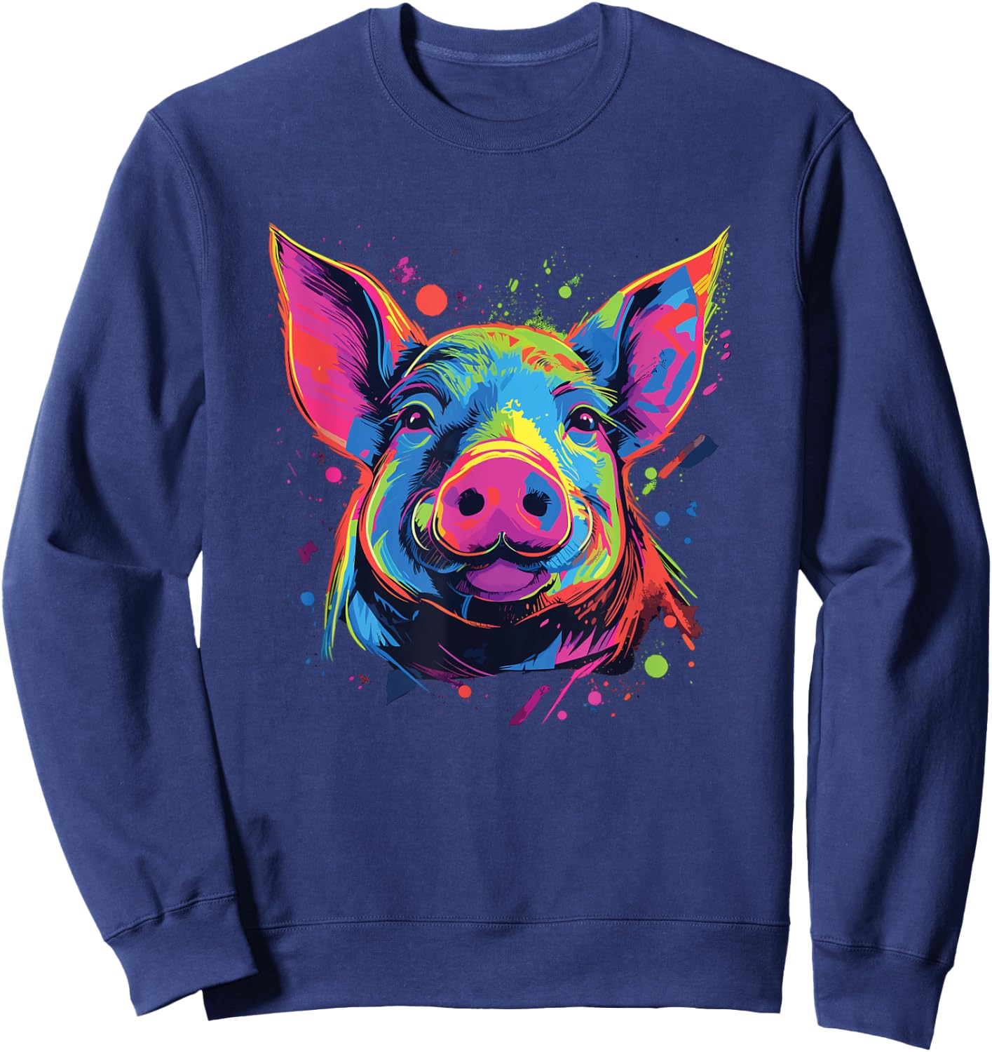 Watercolor Colorful Pig Sweatshirt - Sweatshirt | Navy
