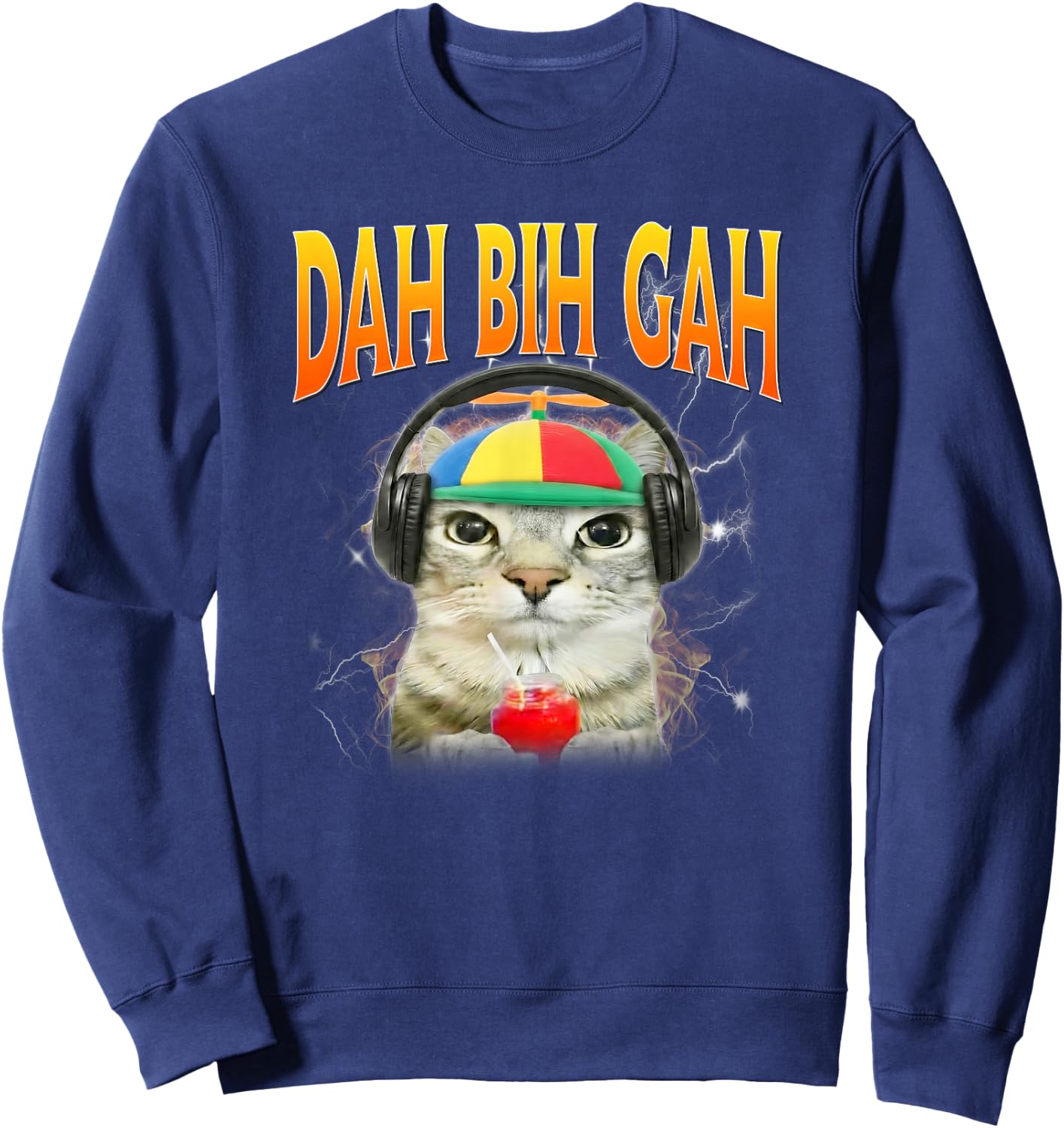 90s Style Dahbihgah Dah Bih Gah Meme Sweatshirt - Sweatshirt | Navy