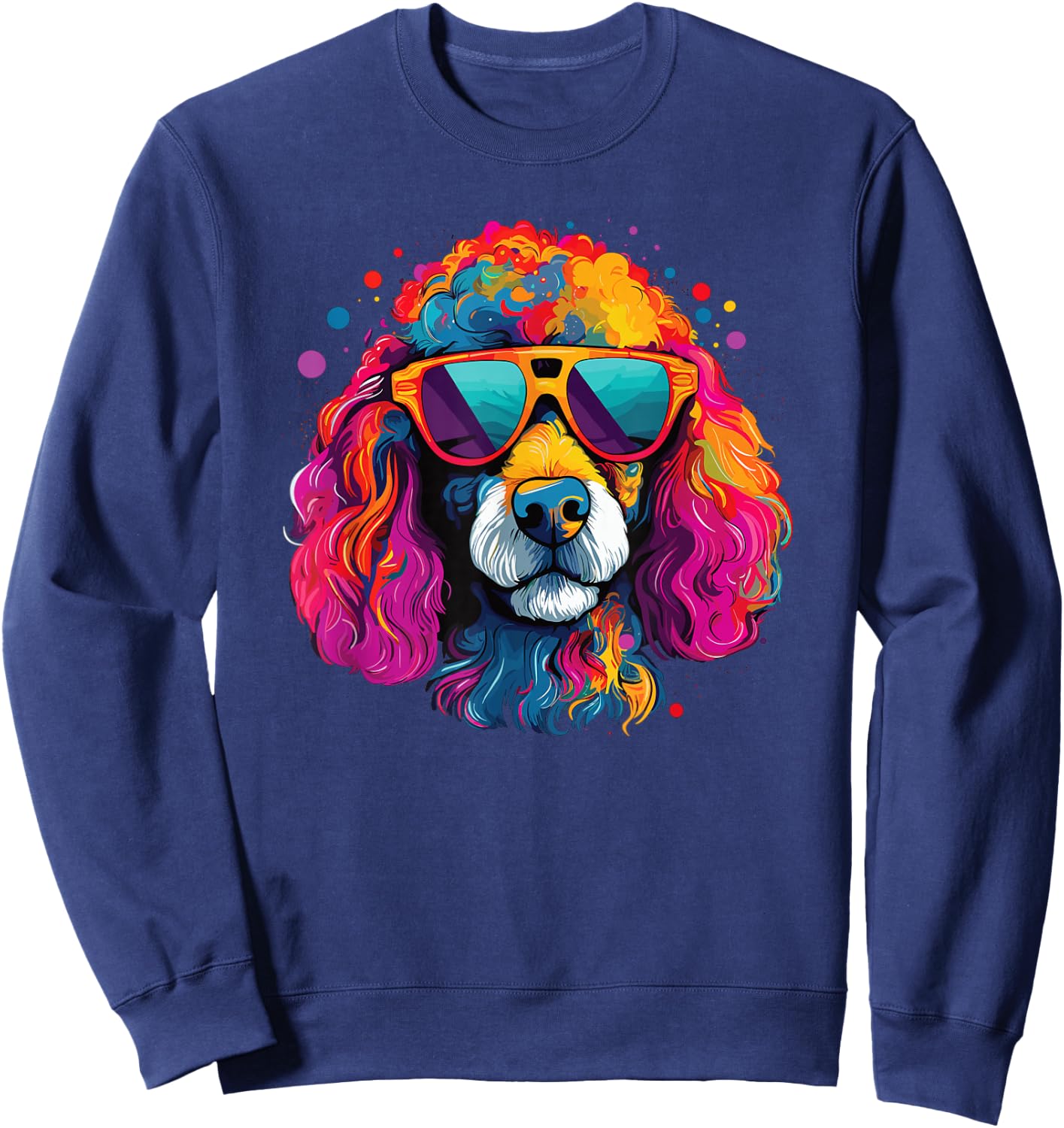 Wasserfarben Farbenfroher Pudel Hunde Sweatshirt - Sweatshirt | Navy