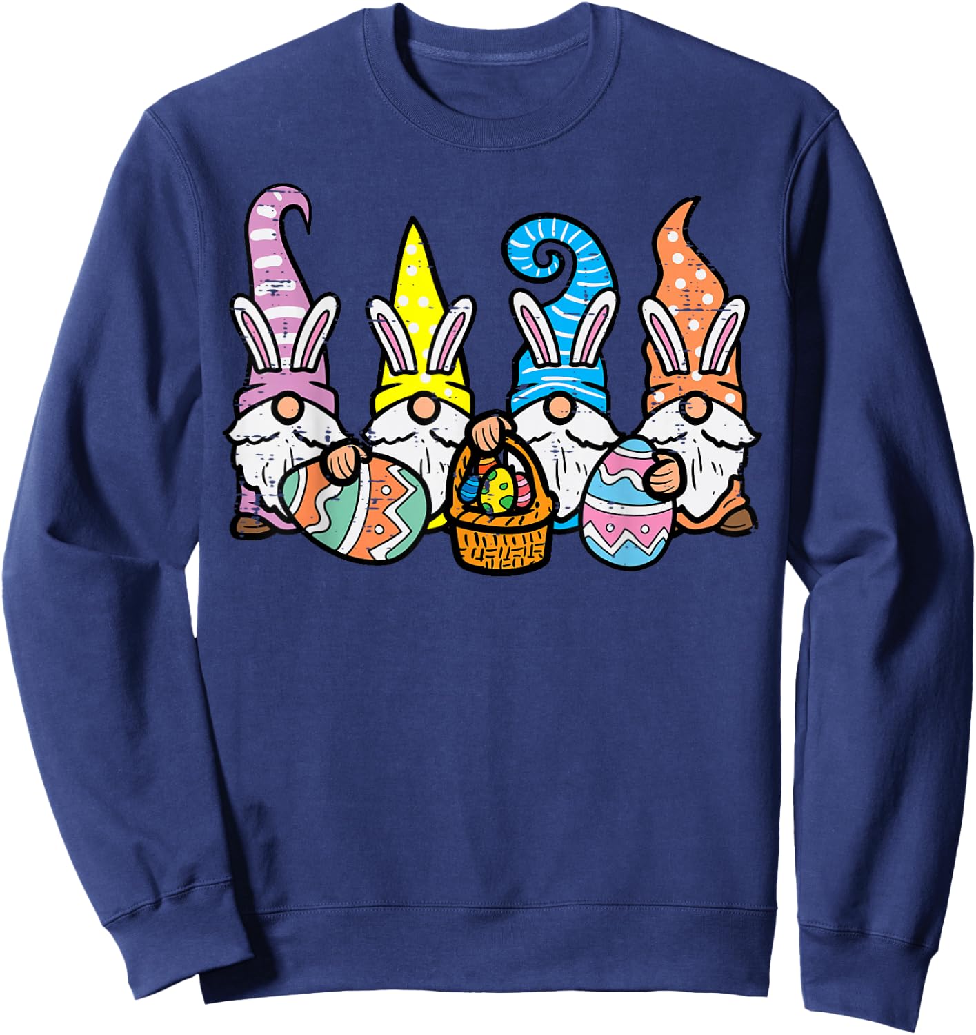 Easter Gnome Bunnies Egg Hunting Men Women Kids Boys Girls Sweatshirt - Sweatshirt | Navy