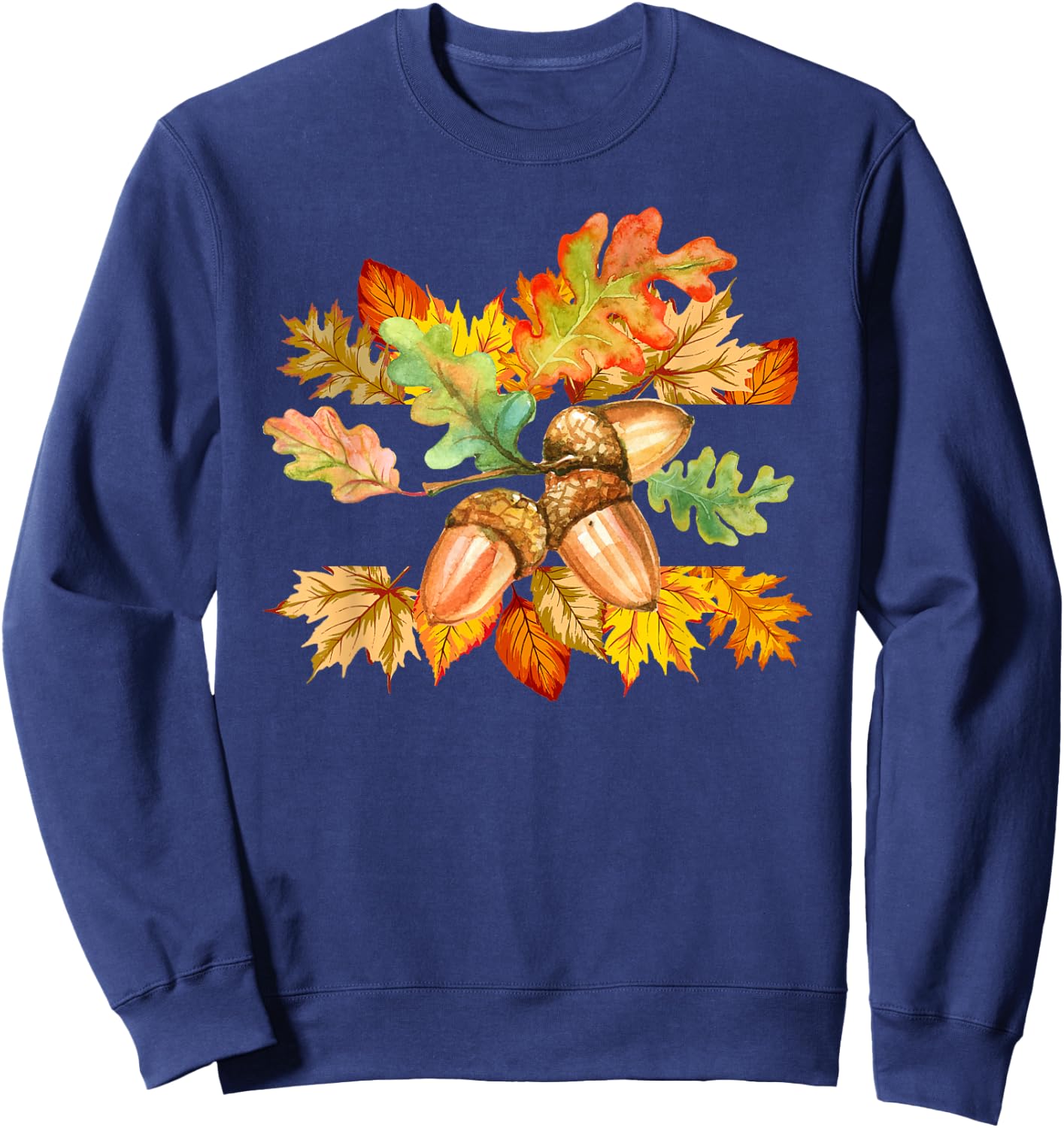 Autumn Leaves and Acorns Fall Season Thanksgiving Sweatshirt - Sweatshirt | Navy