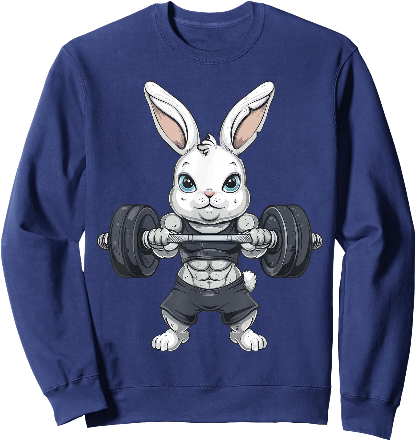 Rabbit Weightlifting Bodybuilding Fitness Rabbit Easter , Black, S Sweatshirt - Sweatshirt | Navy