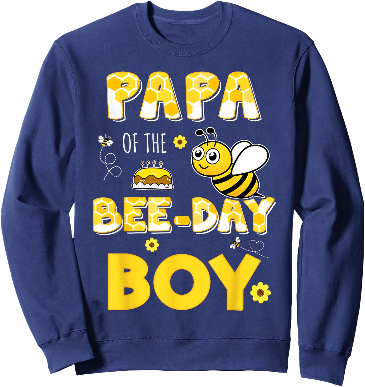 Papa Of The Bee-Day Boy Hive Party Matching Birthday Grandpa Sweatshirt - Sweatshirt | Navy