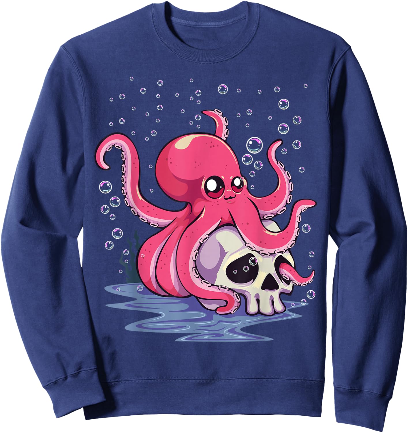 Pastel Goth Kawaii Aesthetics Anime Cute Octopus Sweatshirt - Sweatshirt | Navy