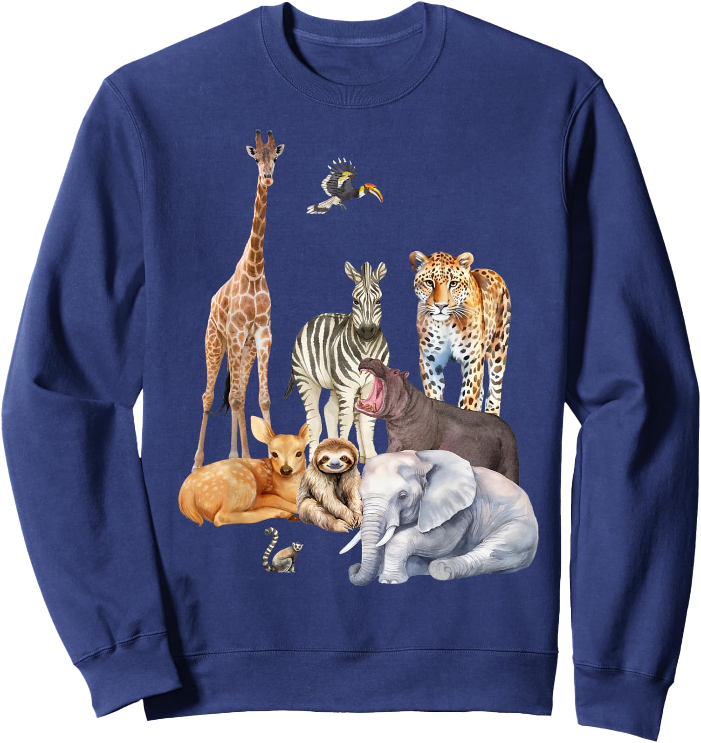 Wildlife Safari Party Animal Design Sweatshirt - Sweatshirt | Navy