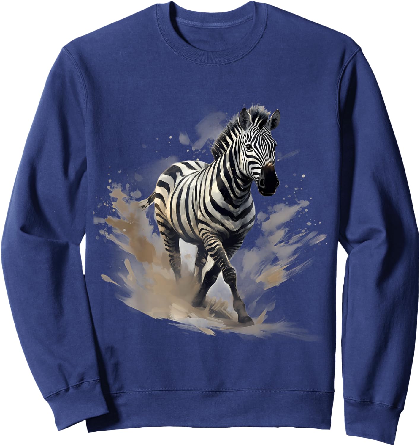 Zebra Drawing Splash Wildlife Safari African Animal Lovers Sweatshirt - Sweatshirt | Navy
