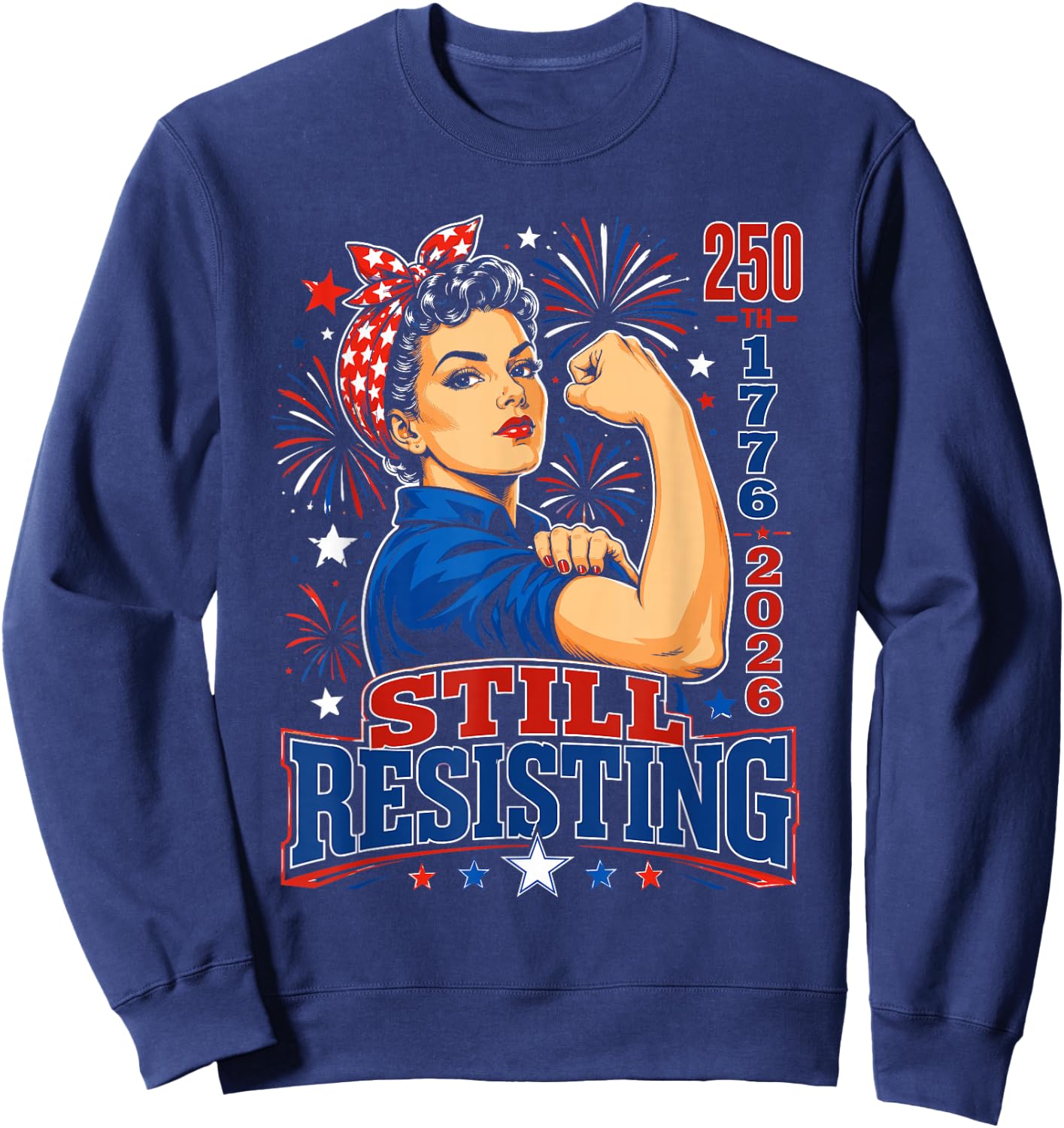 Vintage Americana Rosie the Riveter USA 250th Sweatshirt - Sweatshirt | Navy