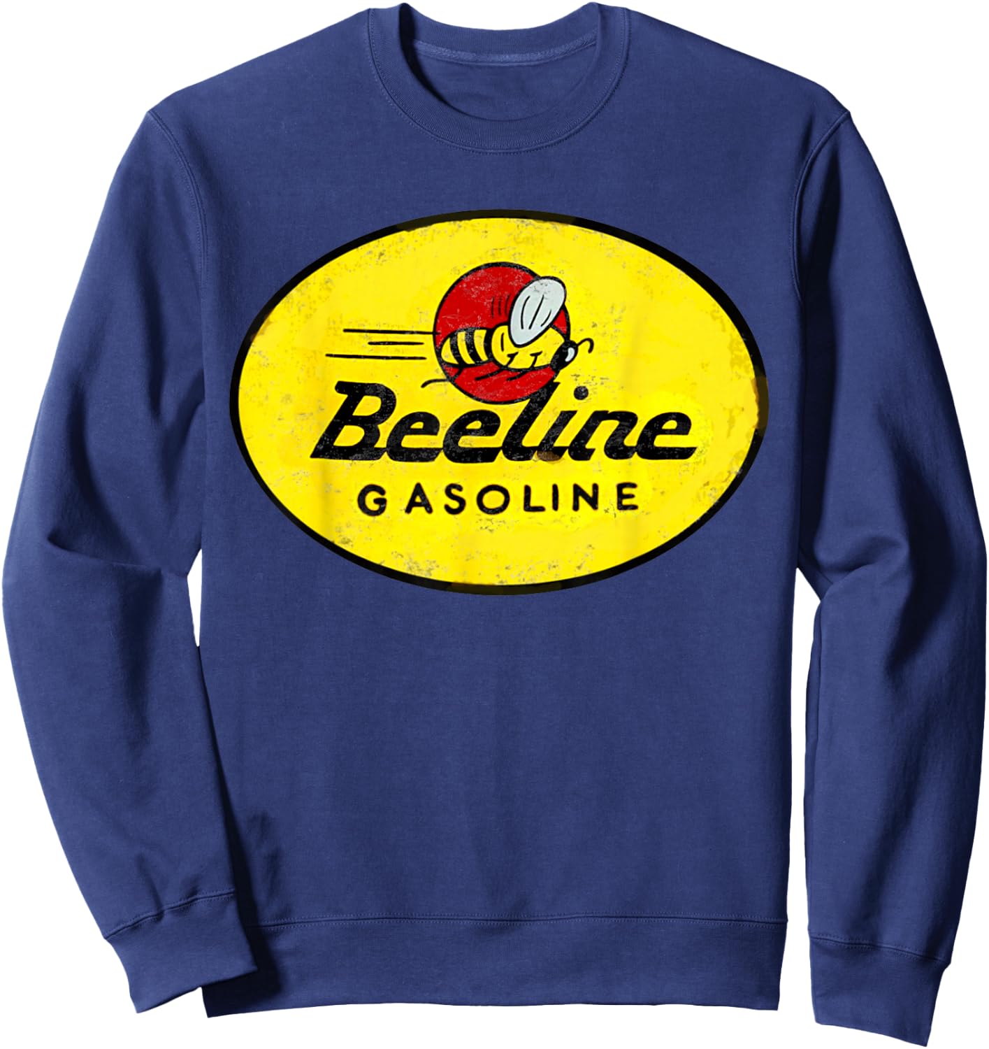 Retro Vintage Gas Station Beeline Gasoline Motor Oil Sign Sweatshirt - Sweatshirt | Navy
