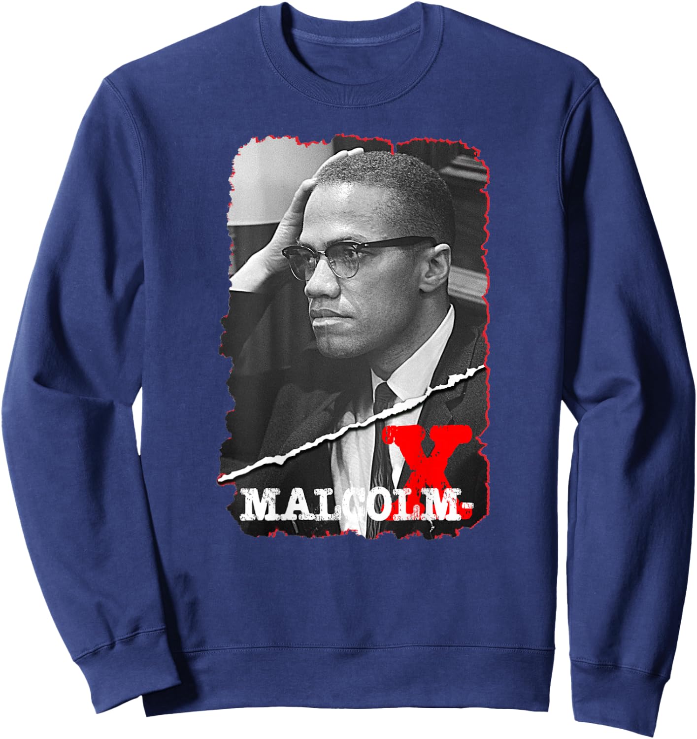 Malcolm X_001_Back Printed , Black, S Sweatshirt - Sweatshirt | Navy