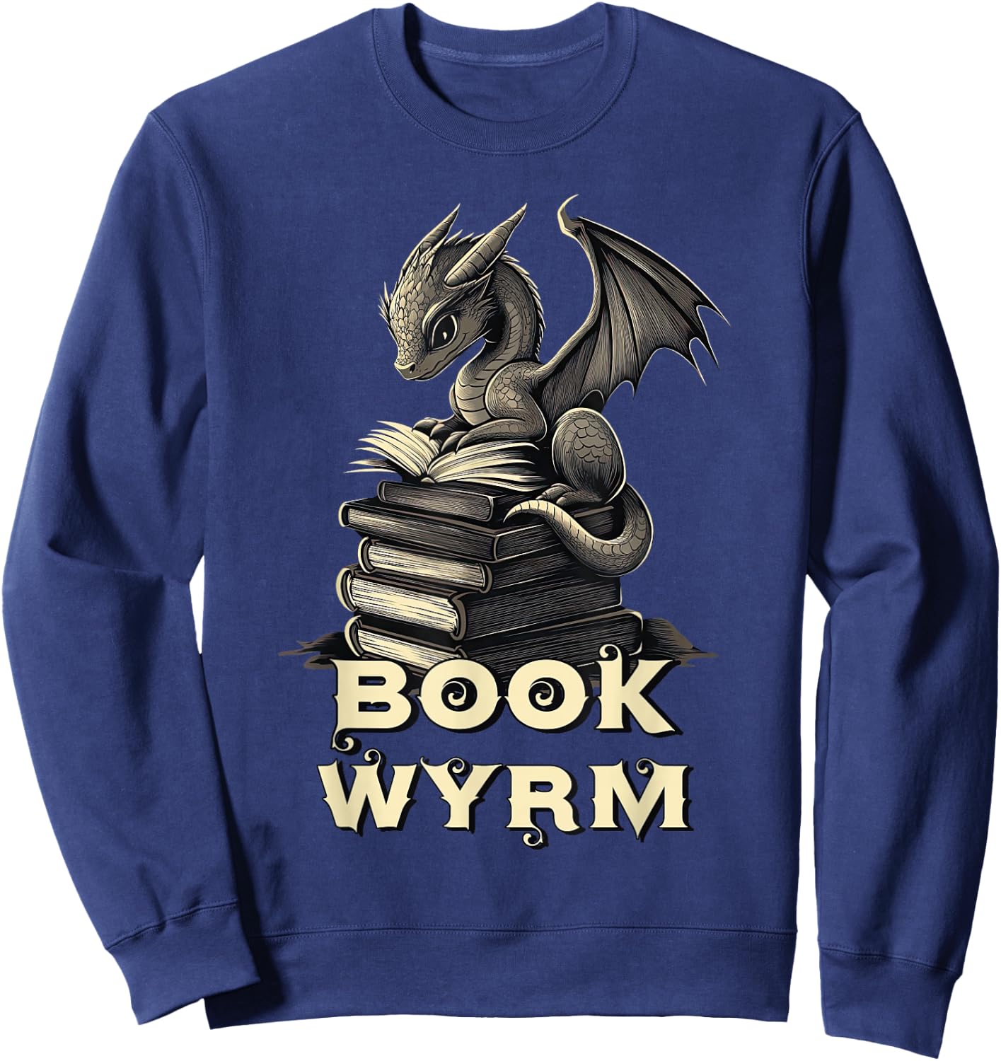 Bookwyrm Dragon Fantasy Bookish Fairytale Book Lover Sweatshirt - Sweatshirt | Navy