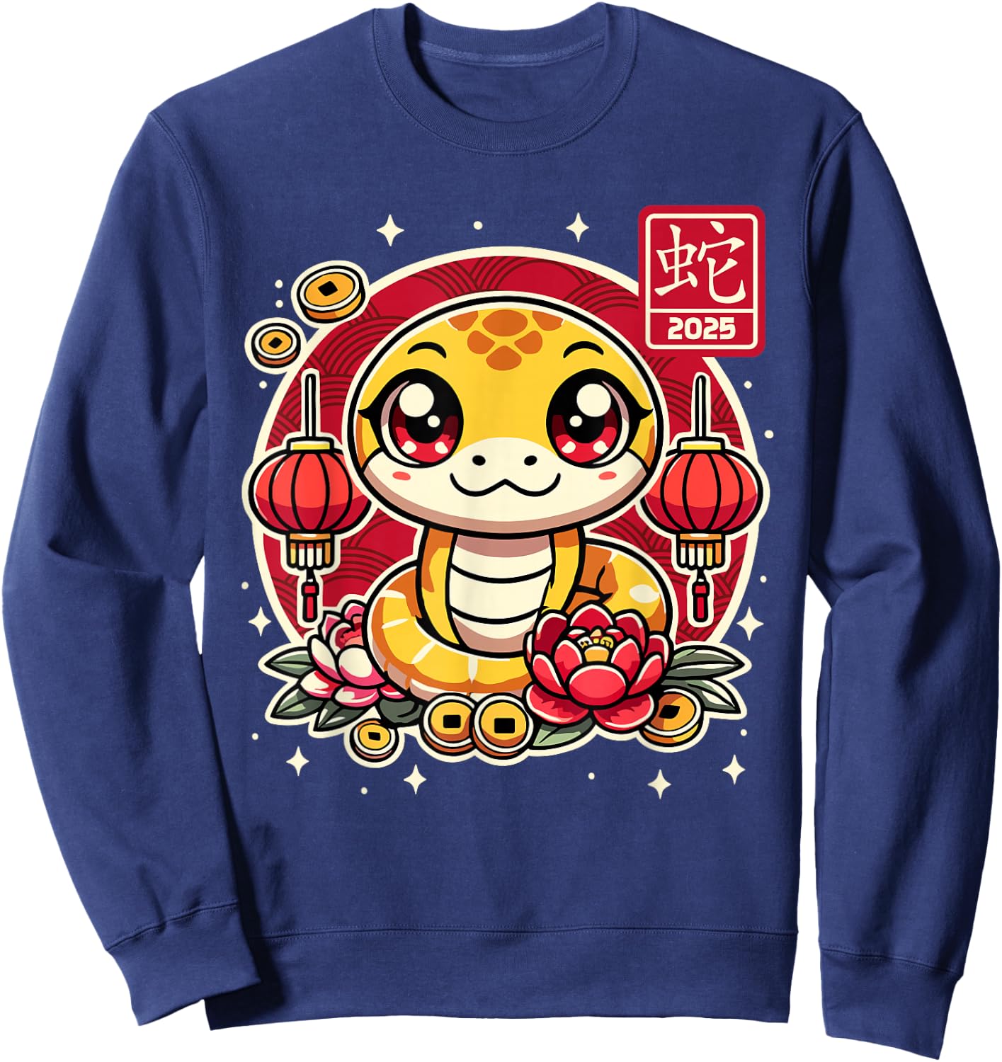 Happy Chinese New Year of the Snake 2025 Lunar Zodiac Kids Sweatshirt - Sweatshirt | Navy