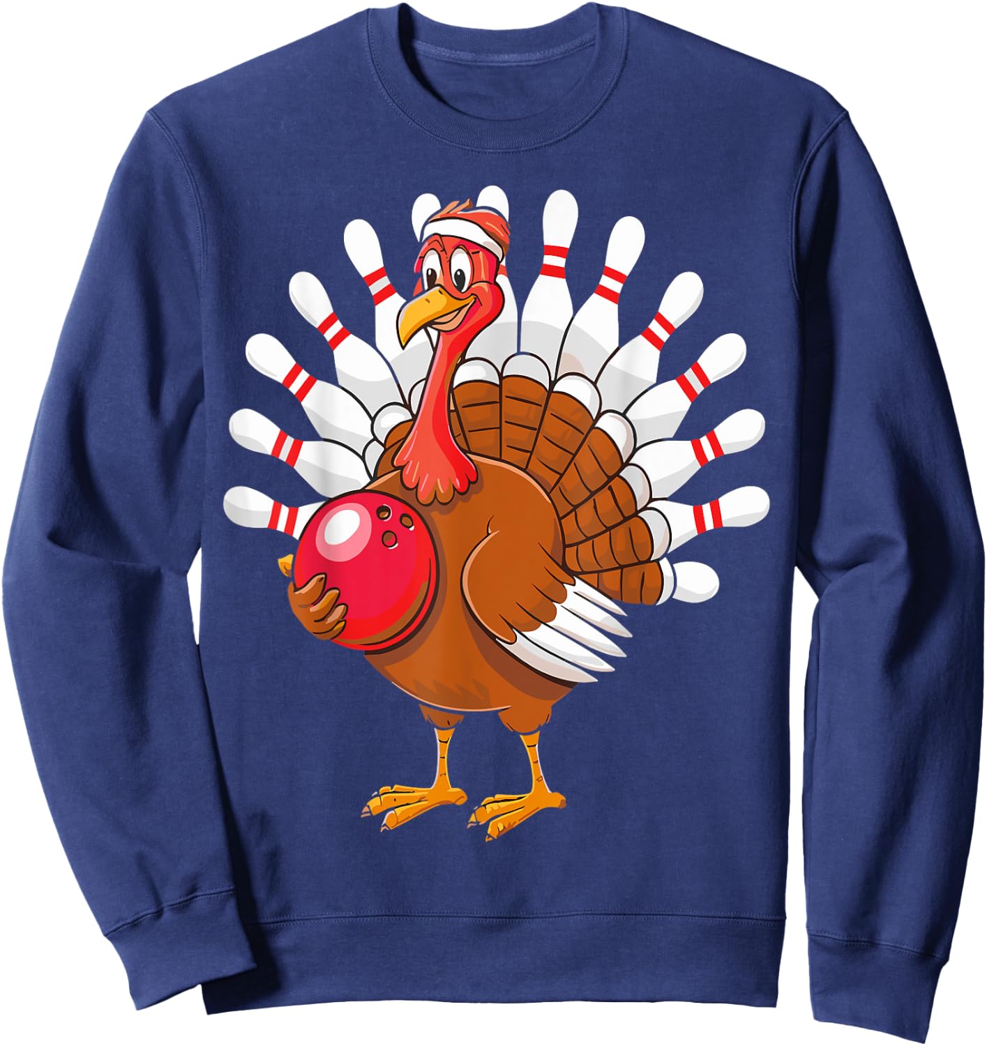 Thanksgiving Turkey Bowling Pin Matching Team Sweatshirt - Sweatshirt | Navy