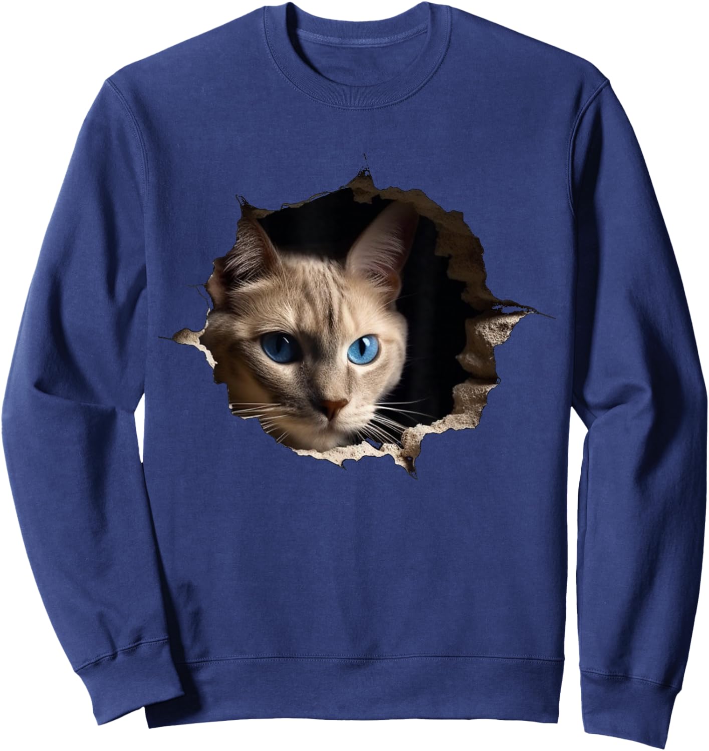 @n!mal Katze Wand Tiere Katzenmotiv Tier Katze Schwarz -Erwachsene und Kinder Klein Sweatshirt - Sweatshirt | Navy
