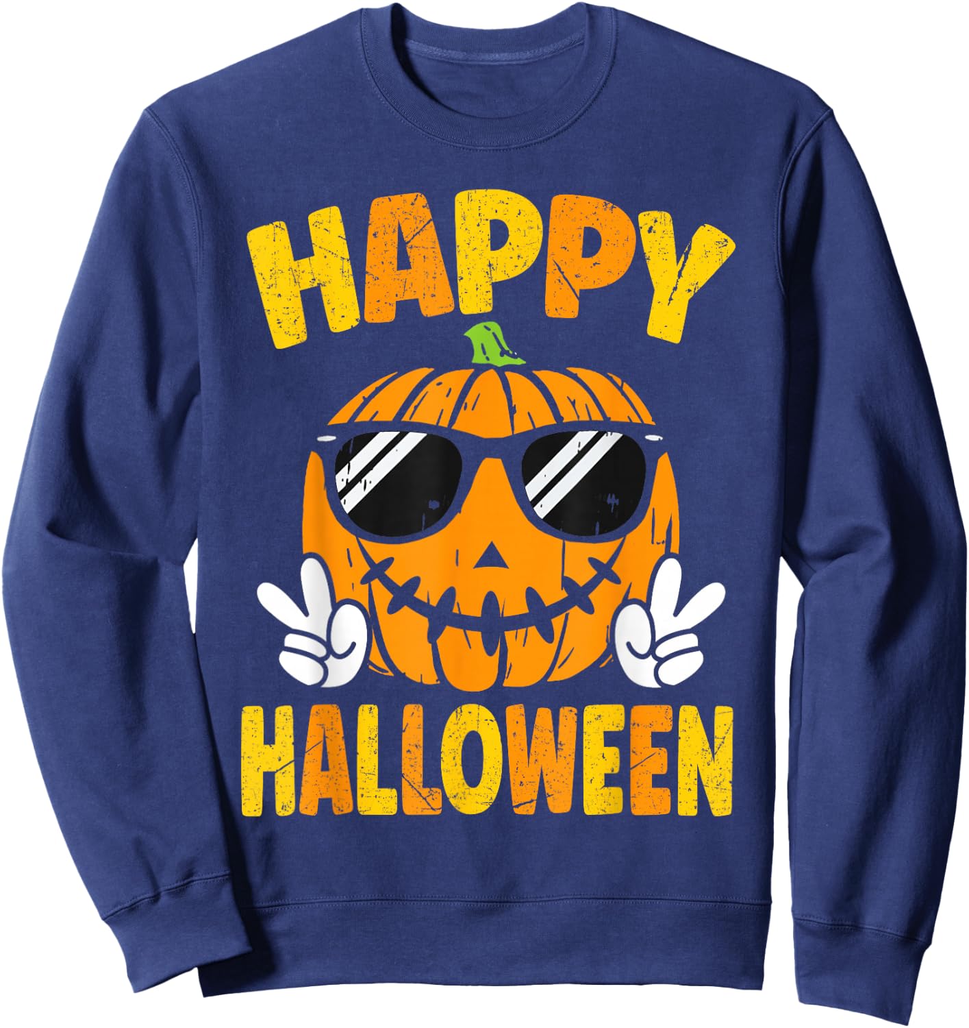 Trick Or Treat Halloween 2025 Spooky Pumpkin Costume Men Boy Sweatshirt - Sweatshirt | Navy