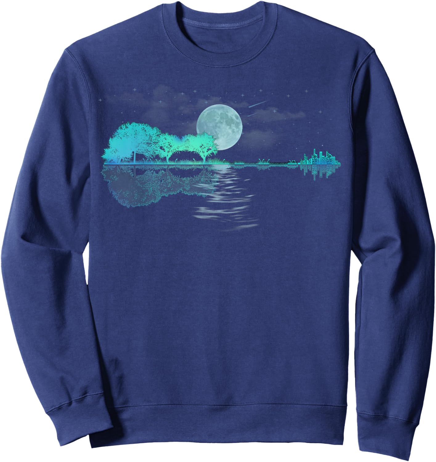 Guitar Lake Reflections Love Musician, Acoustic Guitar Small Sweatshirt - Sweatshirt | Navy