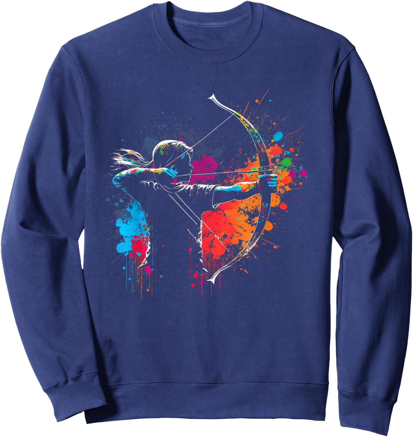 Archer Splash Art Archery Retro Arrow and Bow , black Sweatshirt - Sweatshirt | Navy
