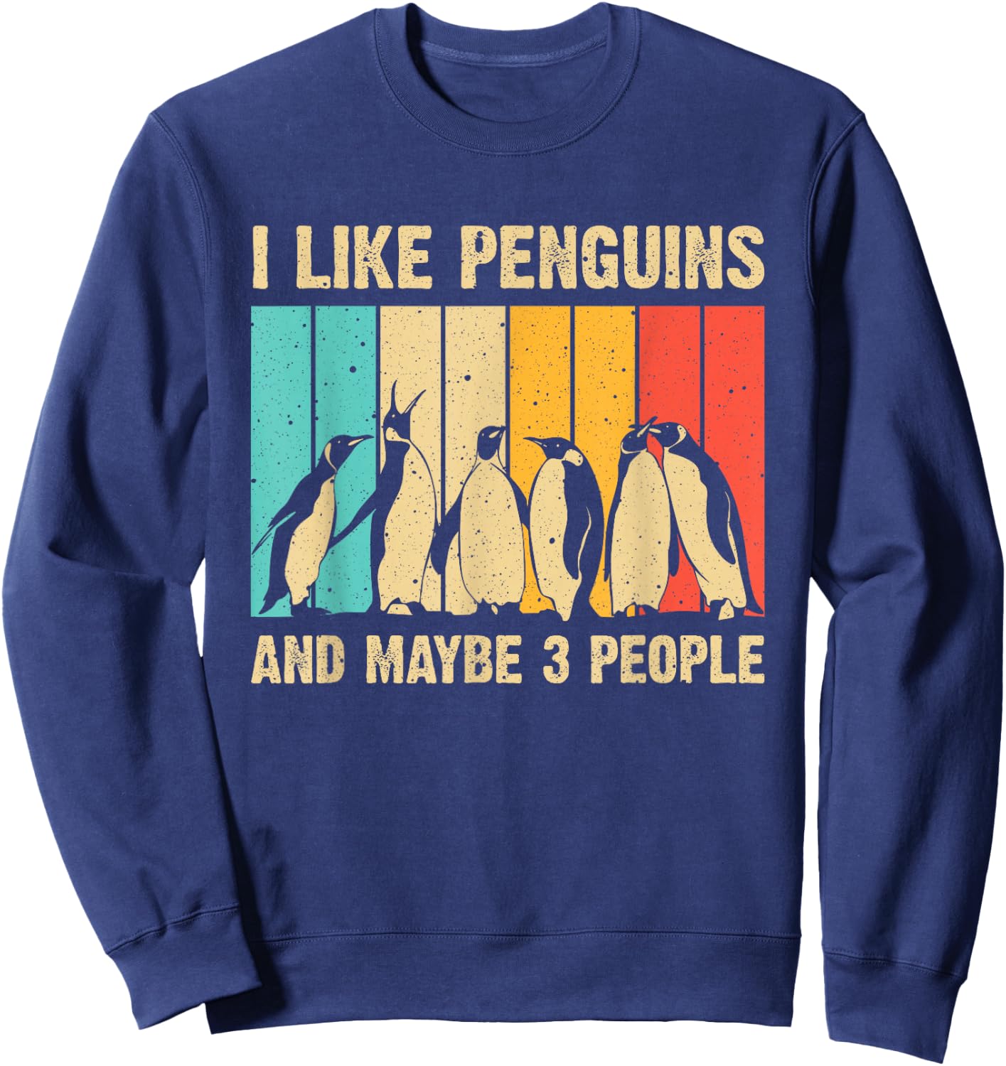 Cute Penguin Design Women Kids Retro Penguin Lover Sweatshirt - Sweatshirt | Navy