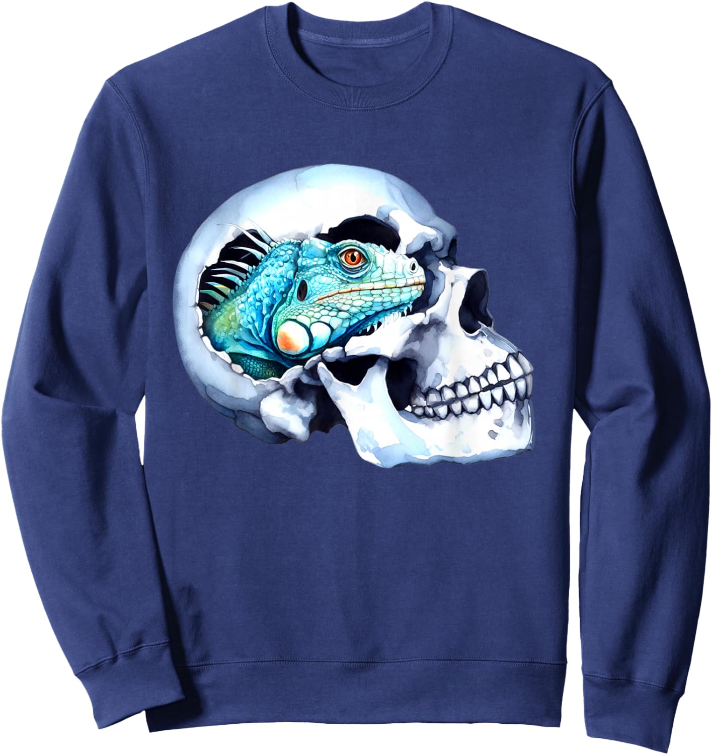 Iguana Skull Pet Lizard Reptile Skull Lovers Design Sweatshirt - Sweatshirt | Navy