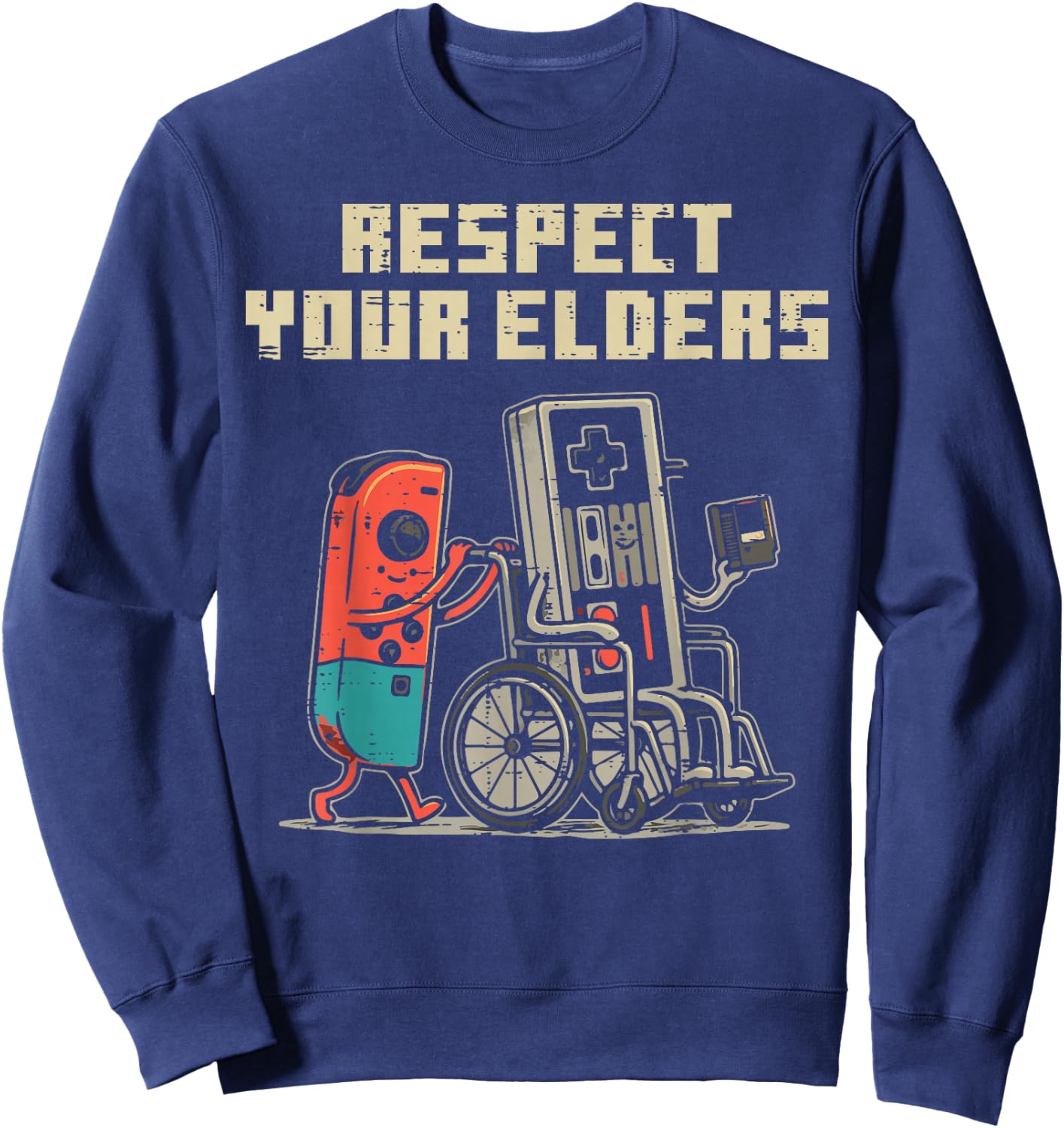 Gamer Controller Respect Your Elders Funny Men Boys Kids Sweatshirt - Sweatshirt | Navy