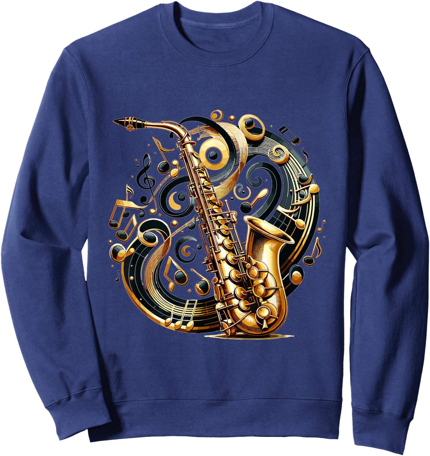 Saxophon Symphonie Violinschlüssel Blues Musikliebhaber Sweatshirt - Sweatshirt | Navy