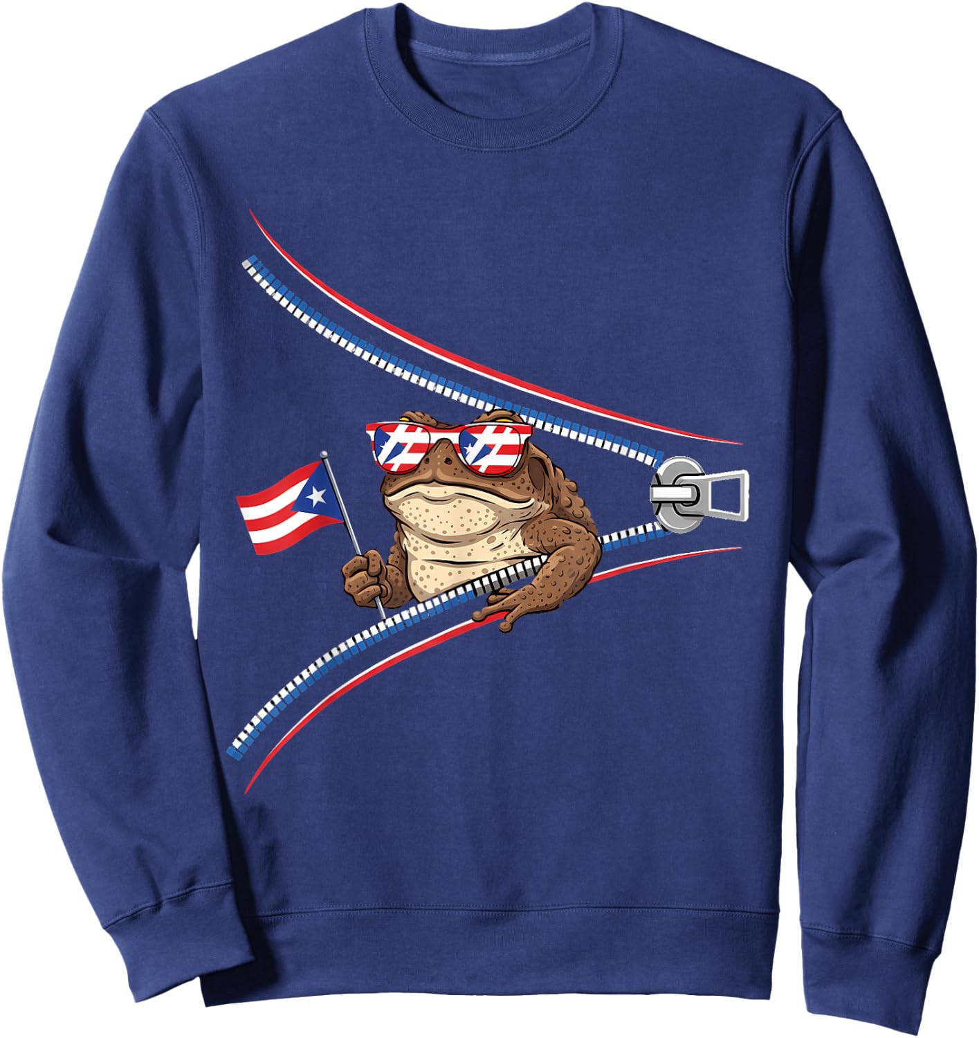 Coqui Frog Puerto Rico Flag Puerto Rican Taino Boricua Sweatshirt - Sweatshirt | Navy