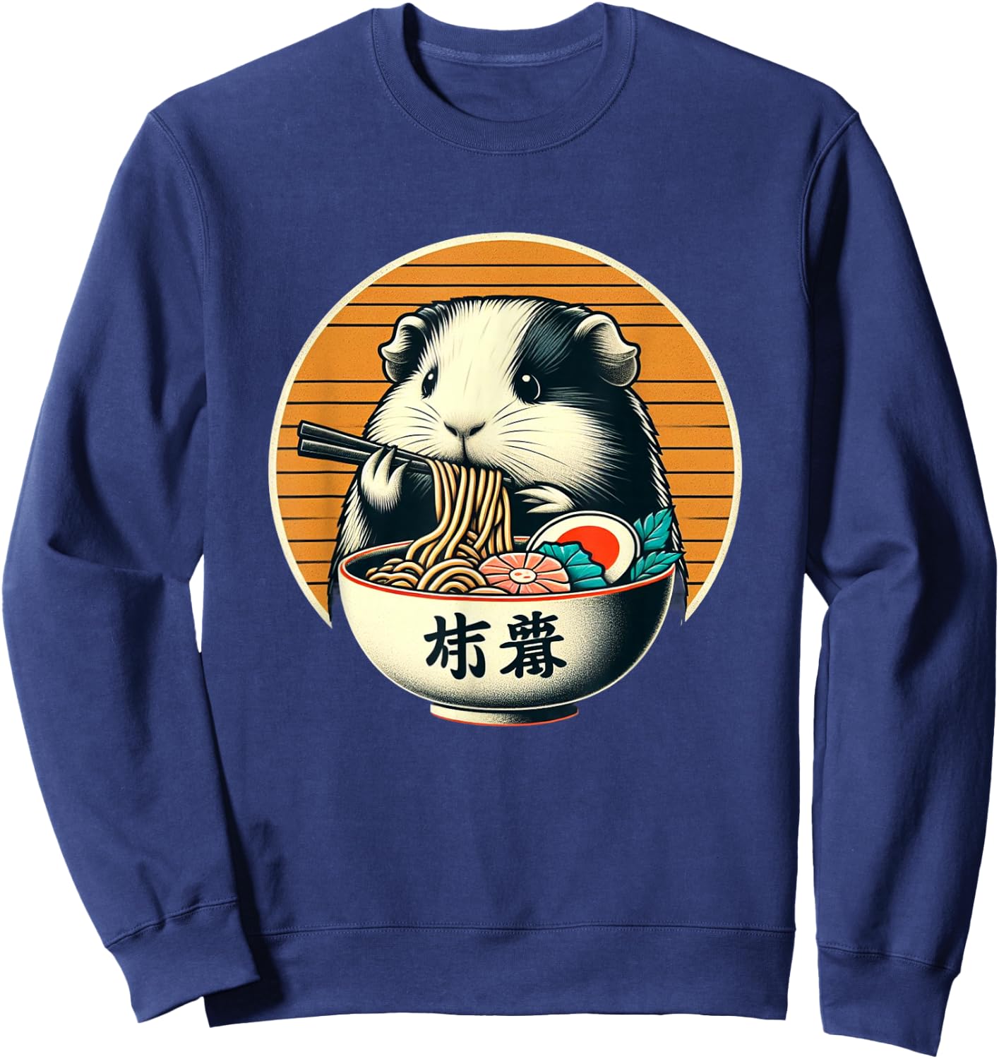 Guinea Pig Ramen Kawaii Neko Japanese Noodles Aesthetic Sweatshirt - Sweatshirt | Navy