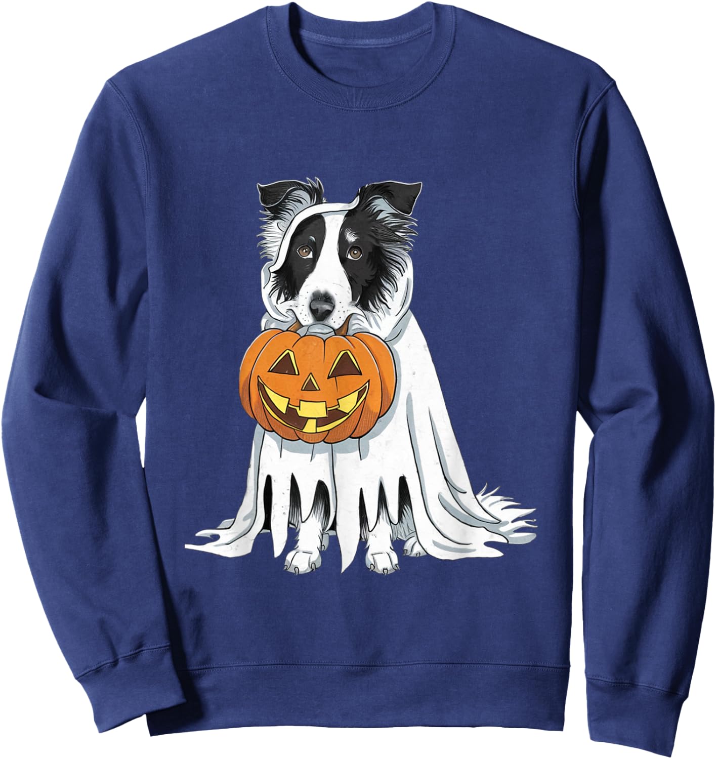 Border Collie Ghost Dog Halloween Sweatshirt - Sweatshirt | Navy