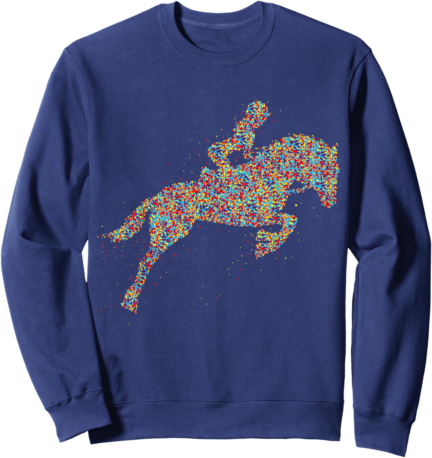 Süße Pferdesport & Pferdeliebhaber Geschenke Damen & Mädchen Frauen Reiterin Pferd Schwarz Klein Crew-Ausschnitt Kurzarm Pull-On Klassische Passform 100% Polyester Sweatshirt - Sweatshirt | Navy