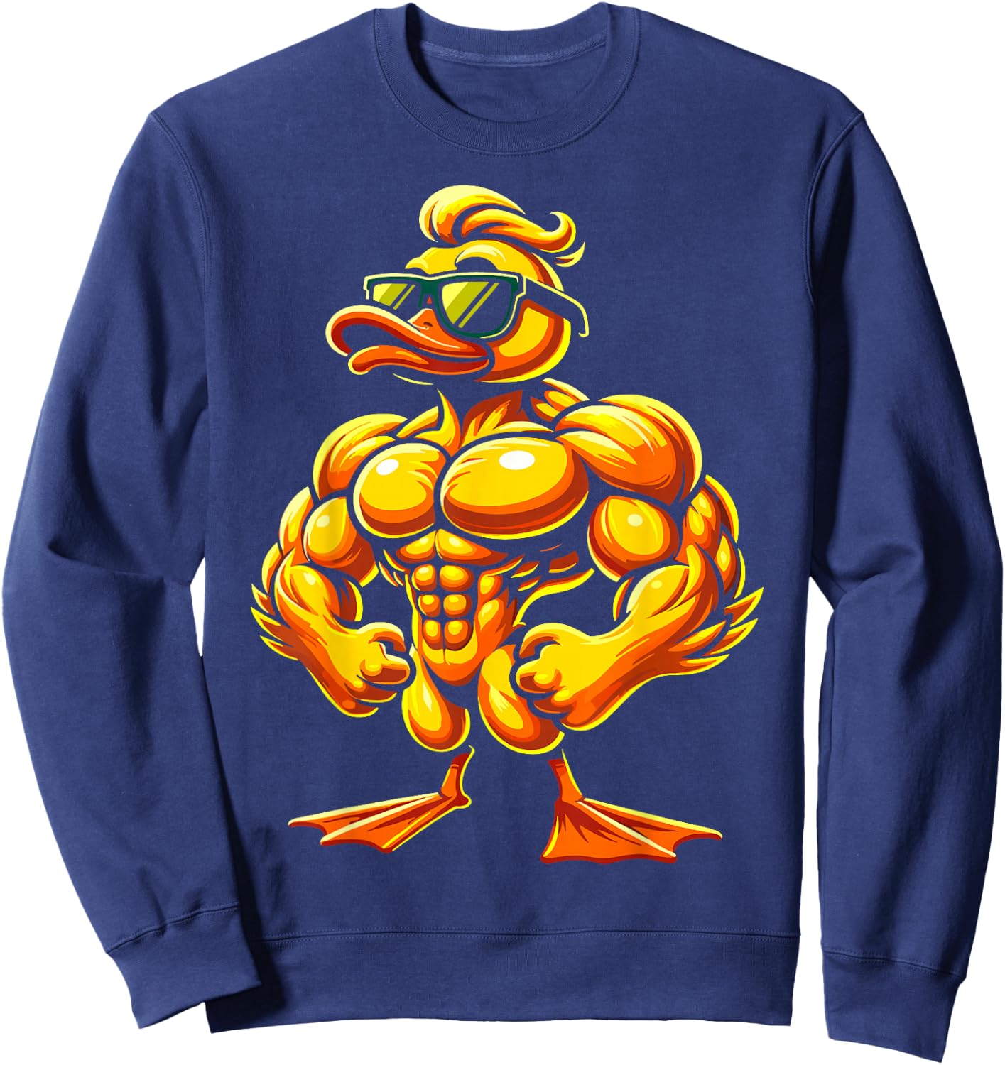 Muscular Rubber Duck with Sunglasses Sweatshirt - Sweatshirt | Navy