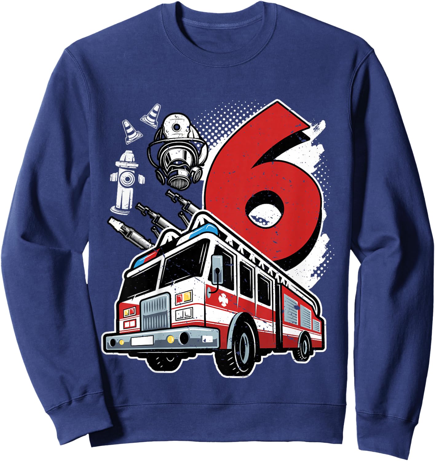 Children's Birthday 6 Years Boy Fire Brigade I'm 6, black Sweatshirt - Sweatshirt | Navy