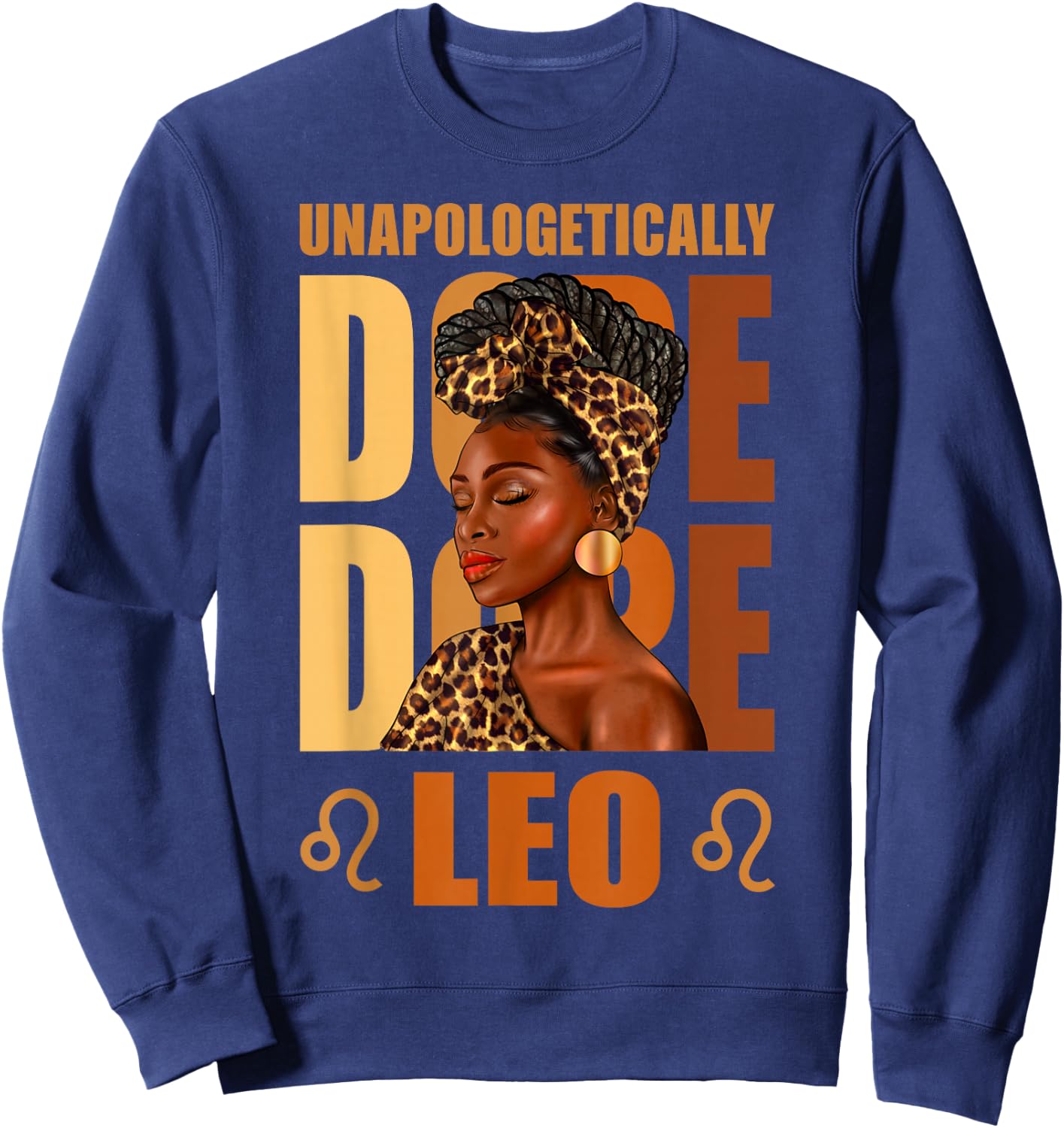 Unapologetically Cool Leo Queen Leopard Afro Women Sweatshirt - Sweatshirt | Navy