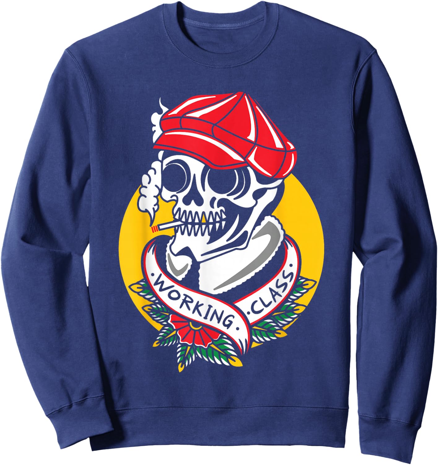 Working Class Ink Addict Inked Traditional Tattoo Flash Sweatshirt - Sweatshirt | Navy